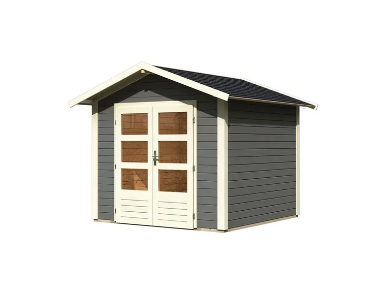 Karibu Gartenhaus »Carlos«, Satteldach, Witterungsschutz, Tür mit 3 Lichtausschnitten