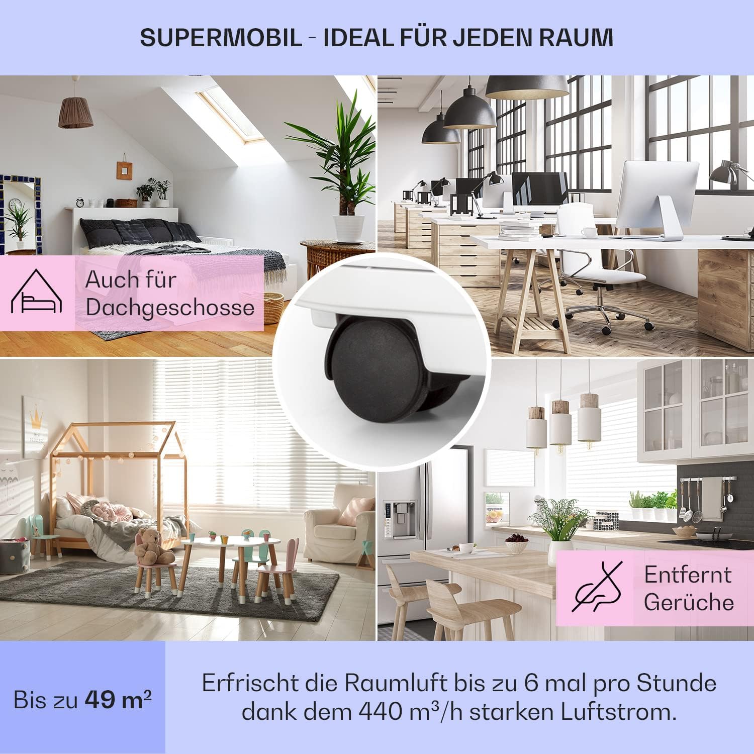 Klarstein Mobile Klimaanlage mit Abluftschlauch, 5-in-1 Klimagerät, Ventilator, Luftentfeuchter, Luftreiniger & Nachtmodus, App-Steuerung, Kleine & Portable, für Wohnung & Büro, 12000 BTU