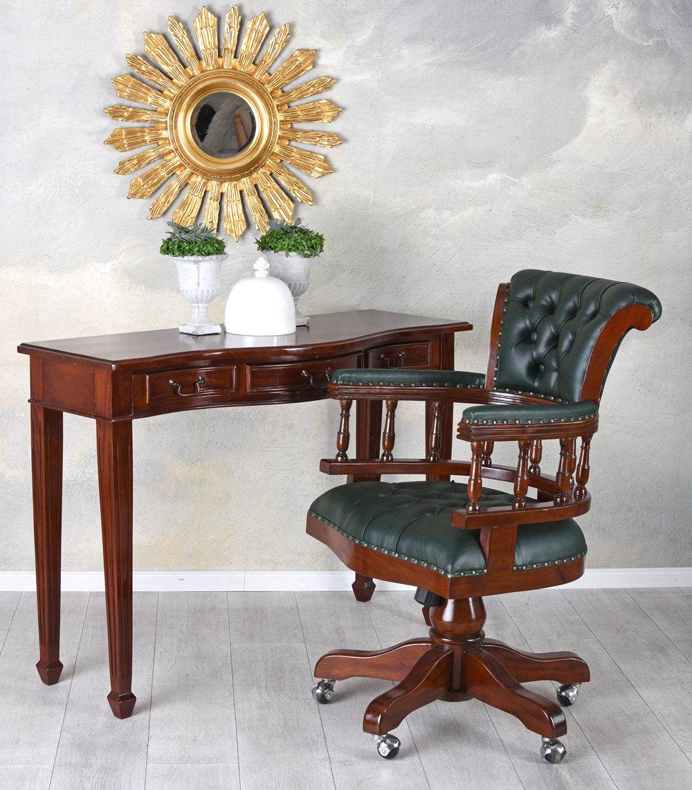 Brosessel Mahagoniholz Drehstuhl Retro Chefsessel Antik