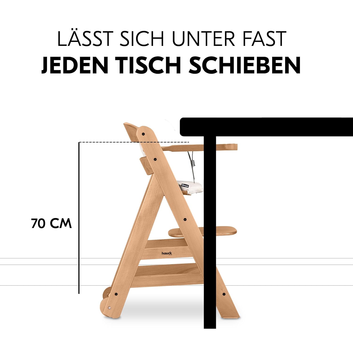 hauck Hochstuhl Beta+ Newborn Set Premium Dark Grey - Babyhochstuhl Set ab Geburt mit Neugeborenen Aufsatz Bouncer, Sitzpolster und Essbrett - Dark Grey