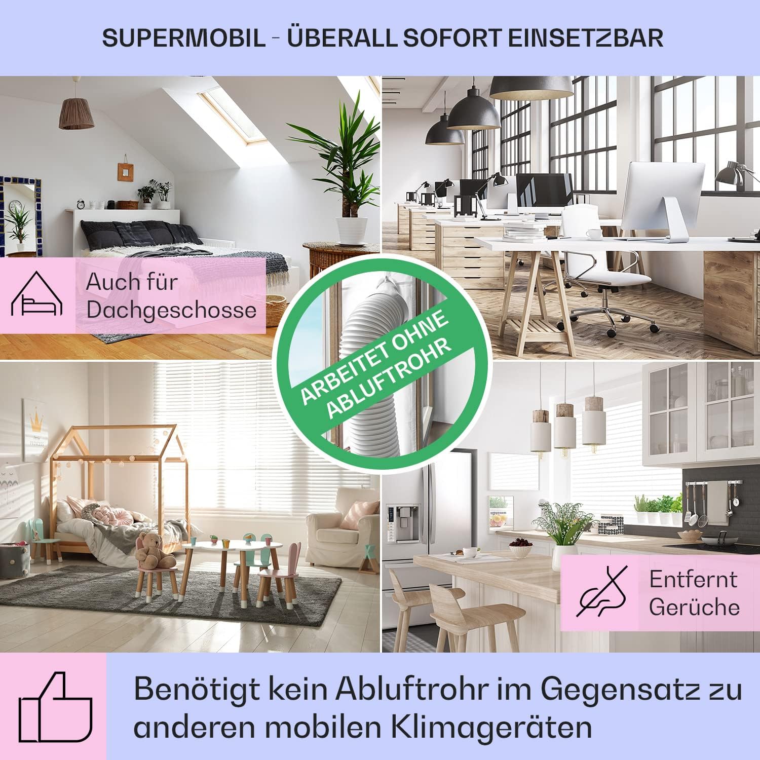 Klarstein 4-in-1: Smart Luftkühler, Ventilator, Luftbefeuchter & Ionisation I 6 L Wassertank, Oszillation, 30 W, 210 m³/h, Timer I Klimagerät ohne Abluftschlauch, Mobiles Klimagerät, Schwarz-Rosegold