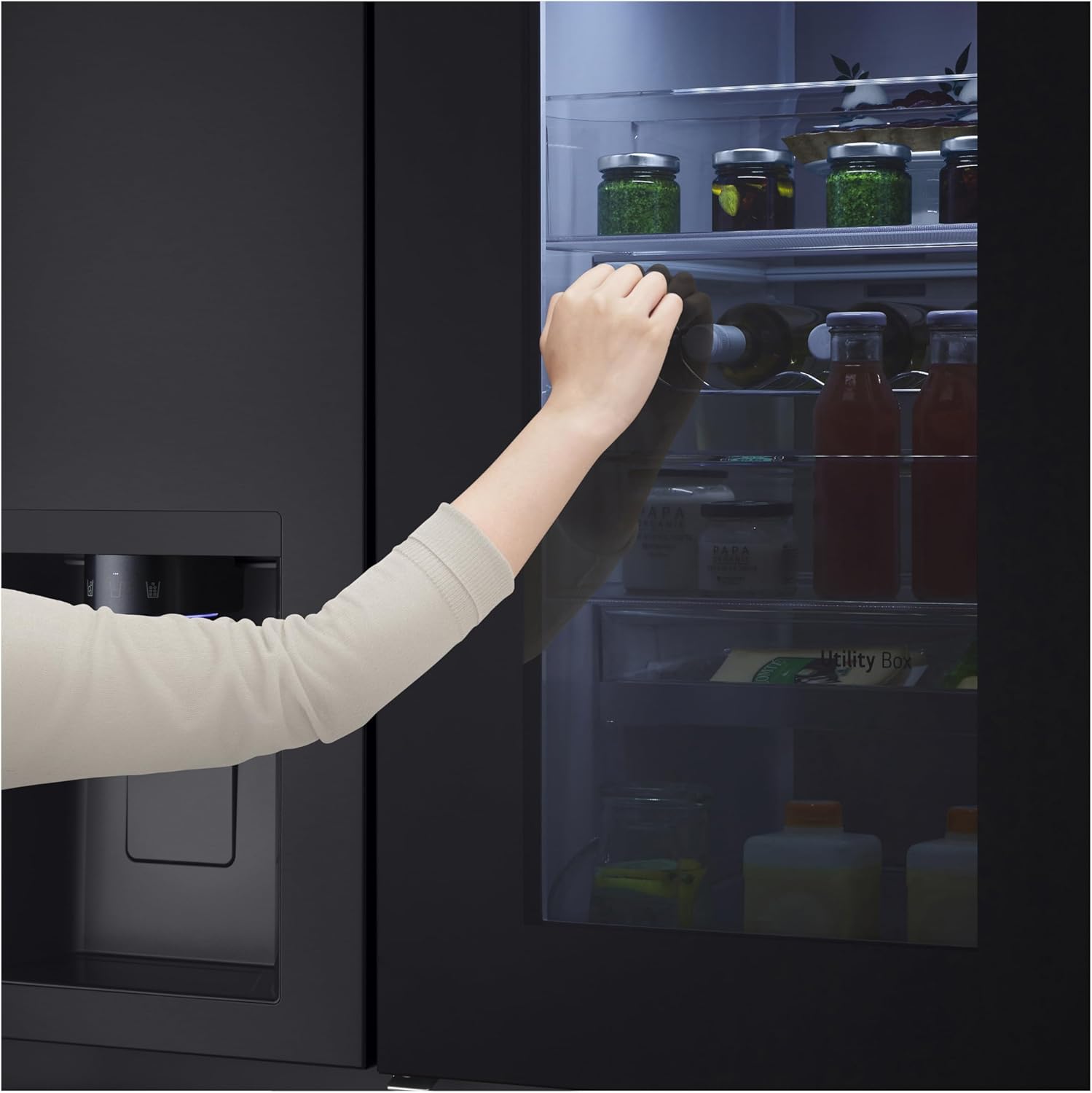 LG GSGV81PYLL Side by Side Kühlschrank, Klasse E, 635 L, Instaview, Kühlschrank mit Gefrierfach, Eis-, Crushed Ice- Wasserspender, Total NoFrost, Smart Inverter Kompressor, Wi-Fi