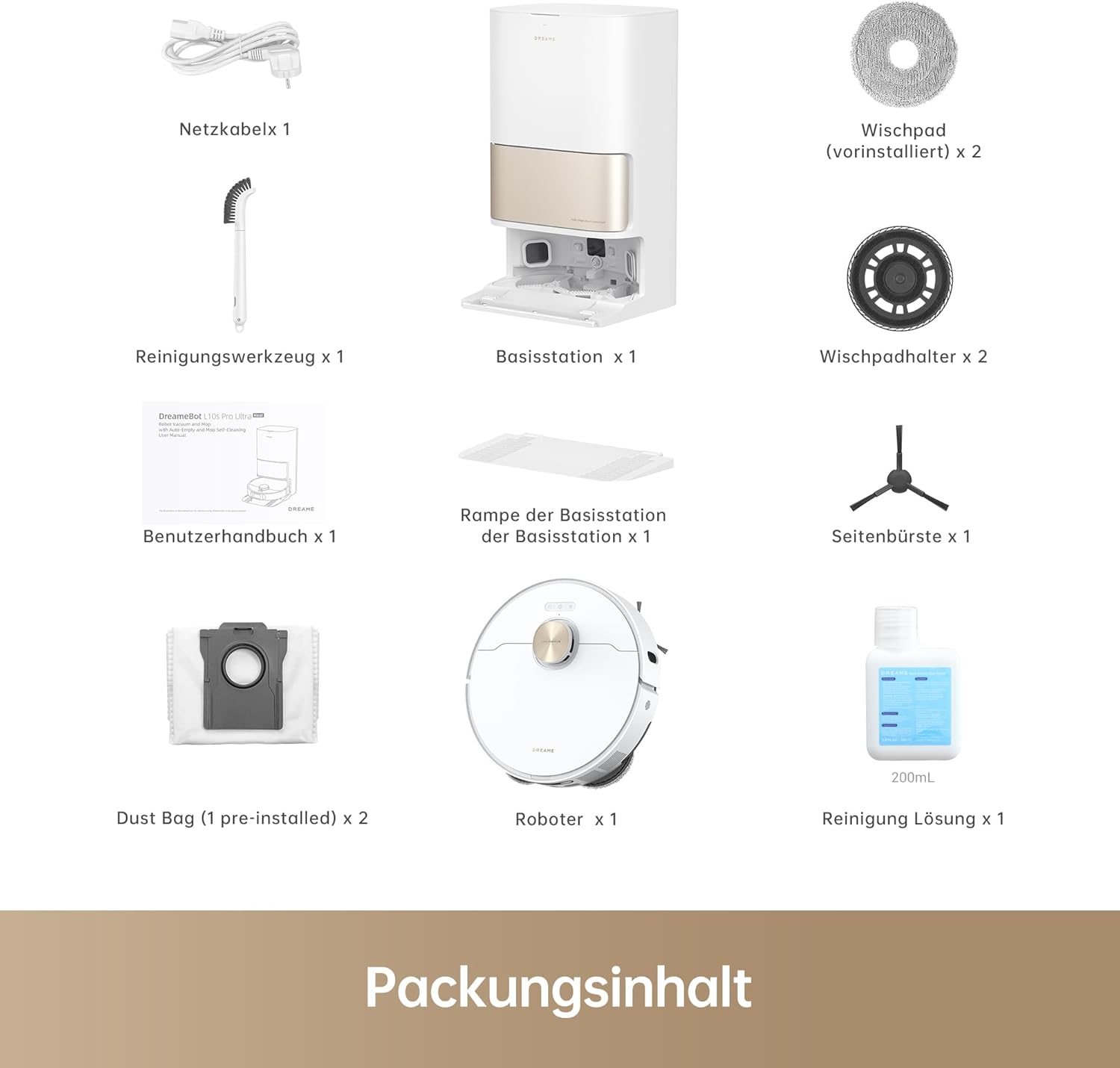 dreame L10s Pro Ultra Heat Roboter Staubsauger mit Automatische Moppreinigung mit heiem Wasser, Moppverlngerung, 7.000 Pa Saugkraft, Doppelte Mopp- und Bodenreinigung, Teppicherkennung