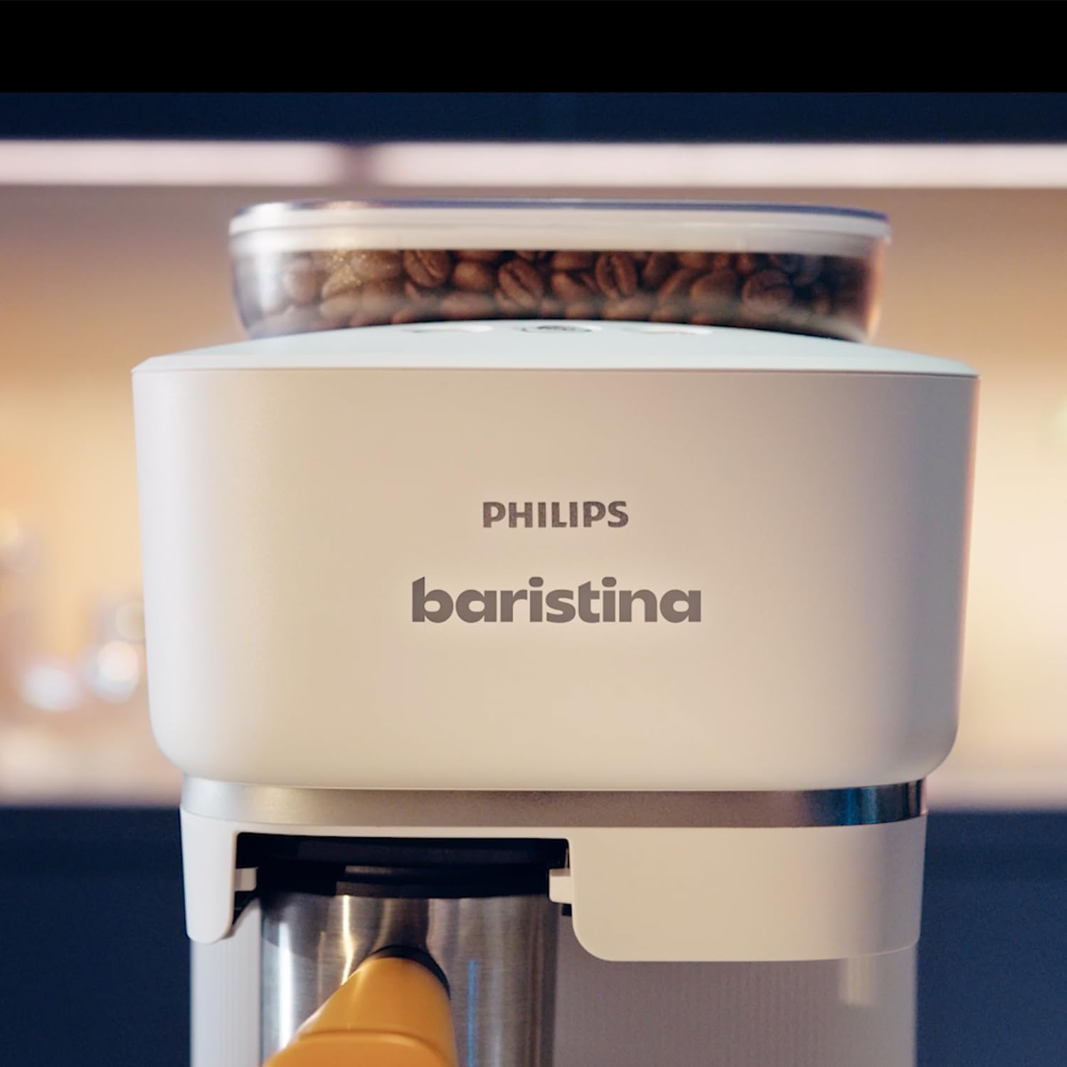 Philips Baristina Espressomaschine - Real Espresso- made simple. Kompakte Kaffeemaschine- Naturweiß mit weißem Siebträger- 16-bar-Pumpendruck- automatisches Mahlwerk- Cafe Crema (BAR300/00)