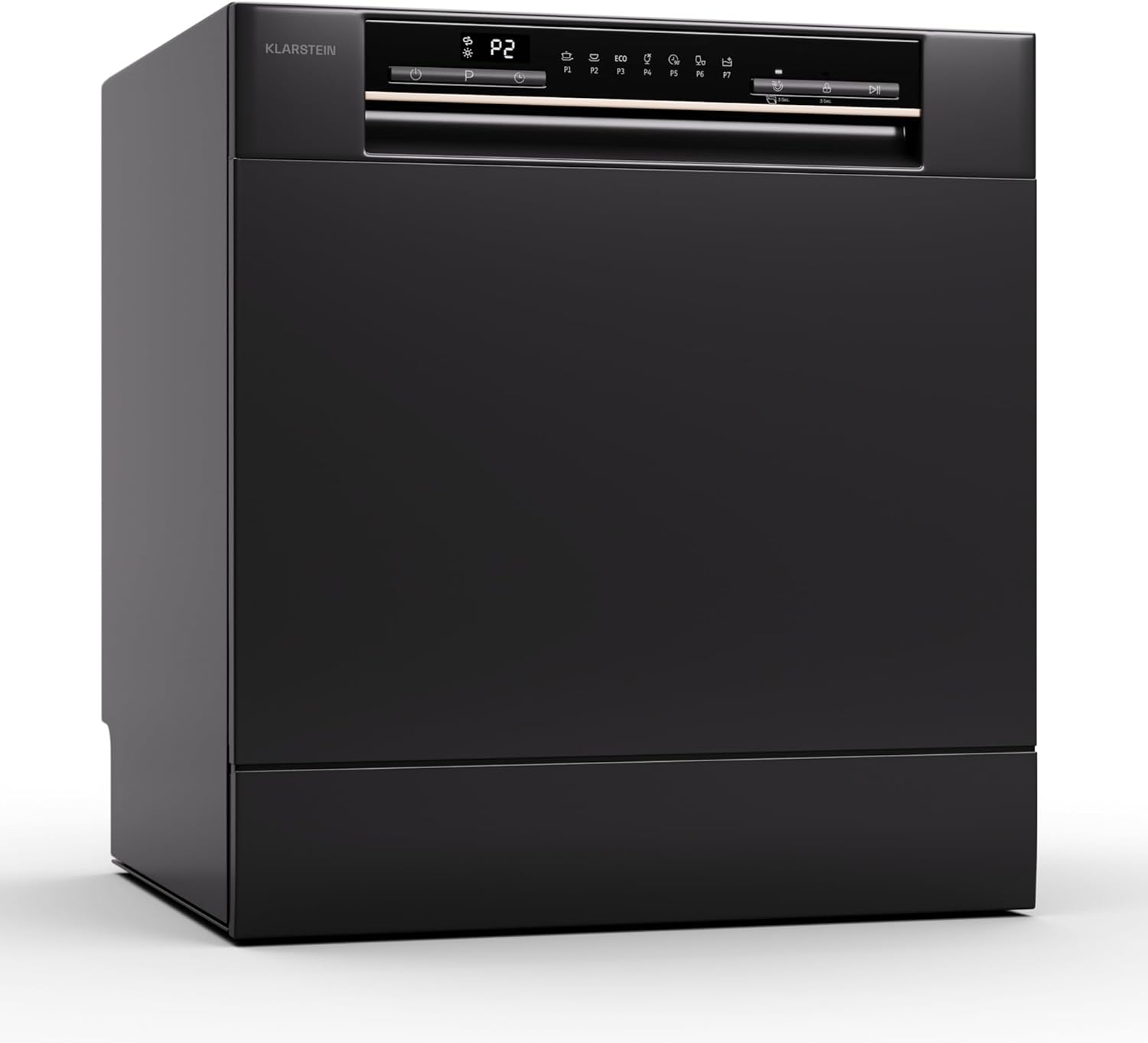 Klarstein ia 8 - Spülmaschine, Geschirrspüler, Freistehend, Teilintegriert, F, 55 cm breit, 8 Maßgedecke, 6 Programme, Aquastop, silber