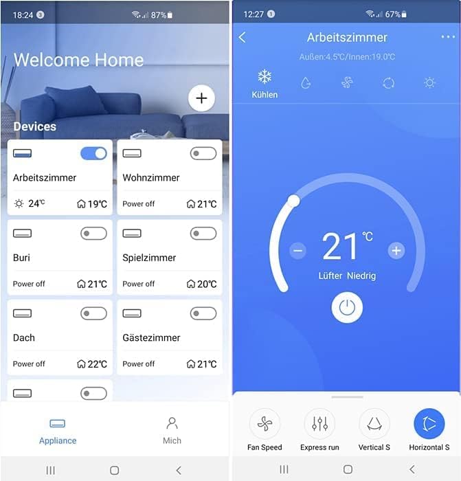 2x 9000 BTU Quick-Connect ECO Smart Inverter 2x 2,6kW MultiSplit Klimaanlage Sehr Leise mit Self Clean/WiFi/App/Super Ioniser/Follow Me Komplett Set inkl. Leitungen & Heizfunktion
