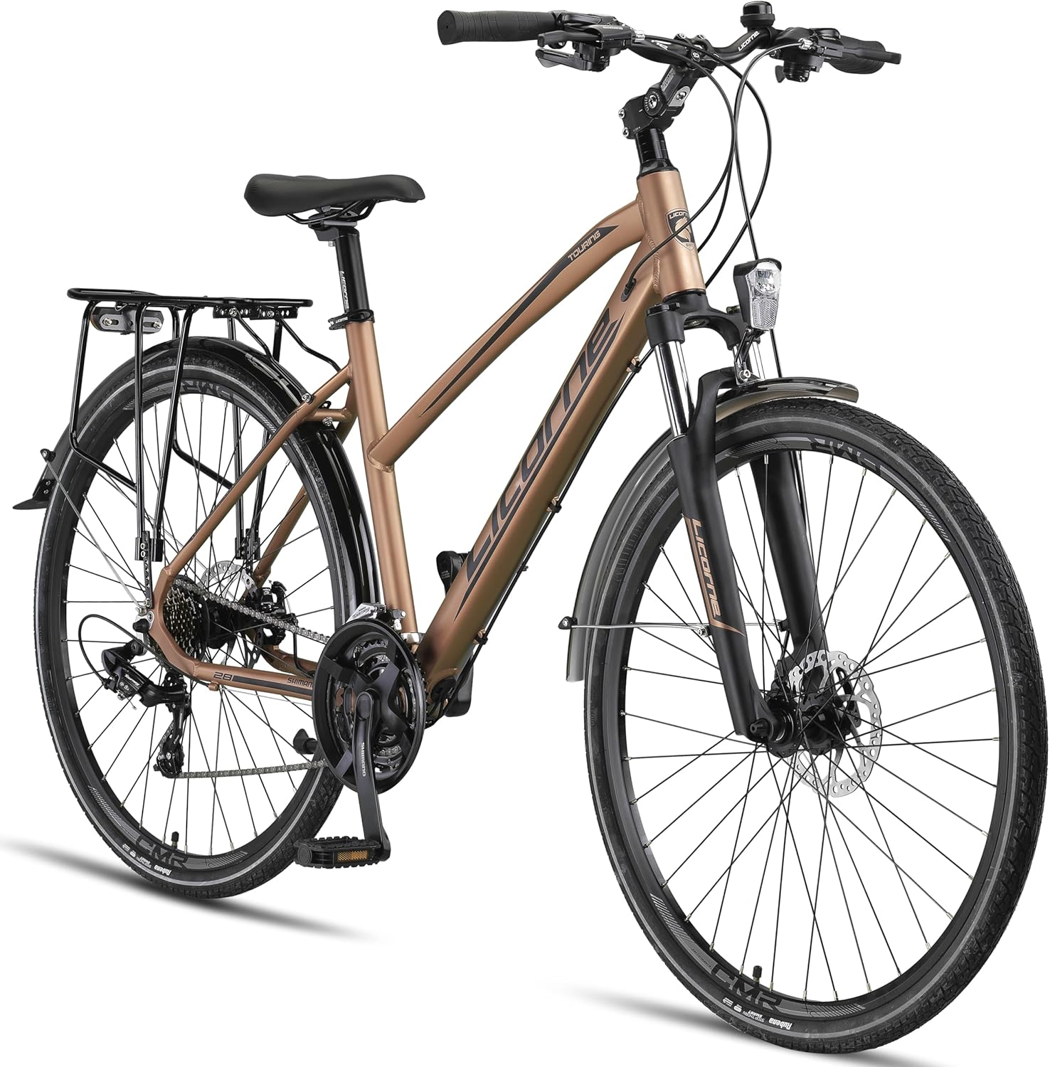 Licorne Bike Premium Touring Trekking Bike in 28 Zoll Aluminium Scheibenbremse Fahrrad für Jungen, Mädchen, Damen und Herren - 21 Gang-Schaltung - Mountainbike - Crossbike