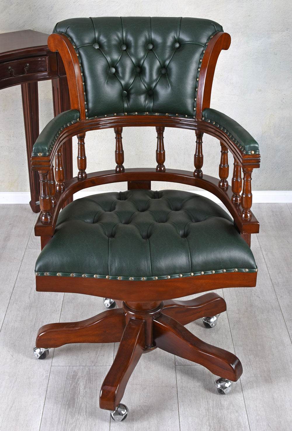 Brosessel Mahagoniholz Drehstuhl Retro Chefsessel Antik