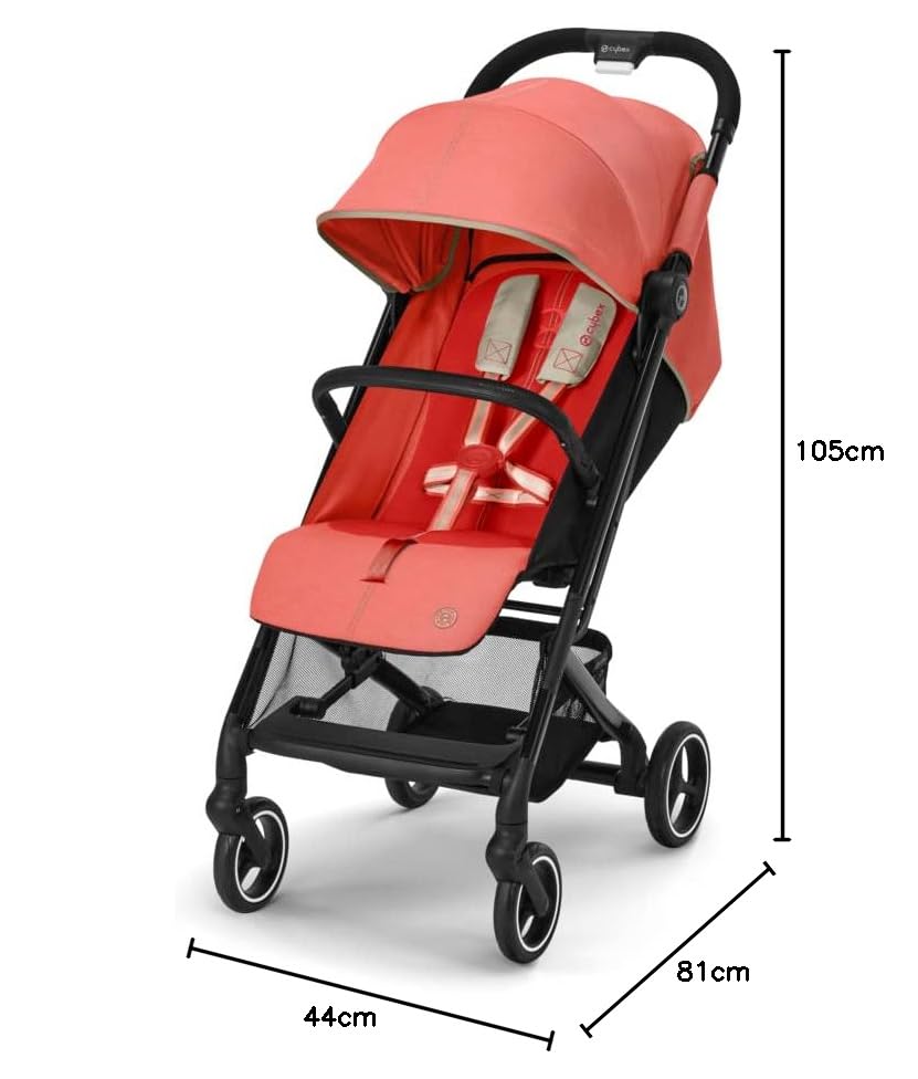 Cybex Gold Kinderwagen Beezy mit One-Pull Harness, Ab Geburt bis ca. 4 Jahre (max. 22 kg), Kompakt und ergonomisch, Magic Black (Schwarz mit schwarzem Rahmen)