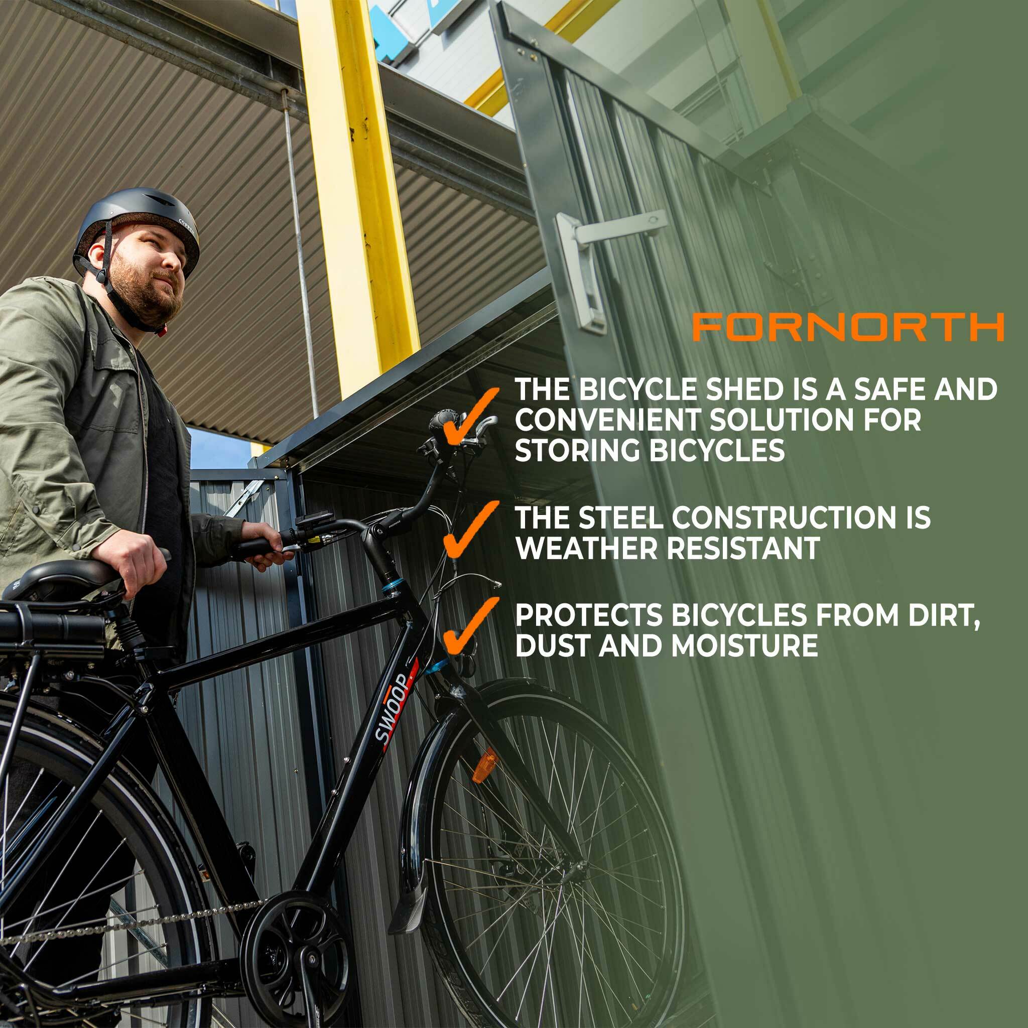 Fornorth Fahrradgarage für zwei Fahrrder 142x198x157cm, Dunkelgrau