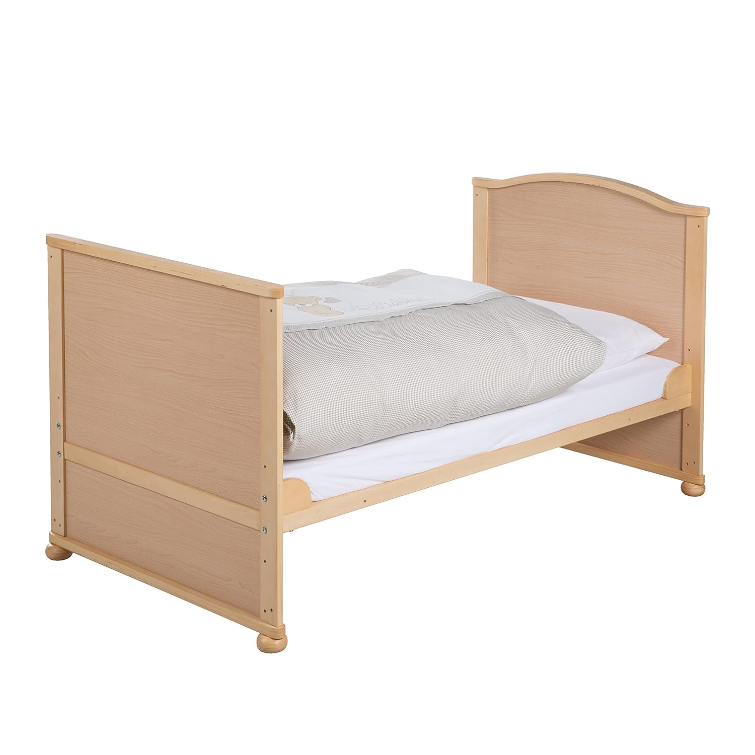 roba Babybett Set Adam & Eule - 70 x 140 cm - Mitwachsendes Kinderbett mit Bettwäsche, Himmel, Matratze - Höhenverstellbar - zu Juniorbett umbaubar - Holz weiß