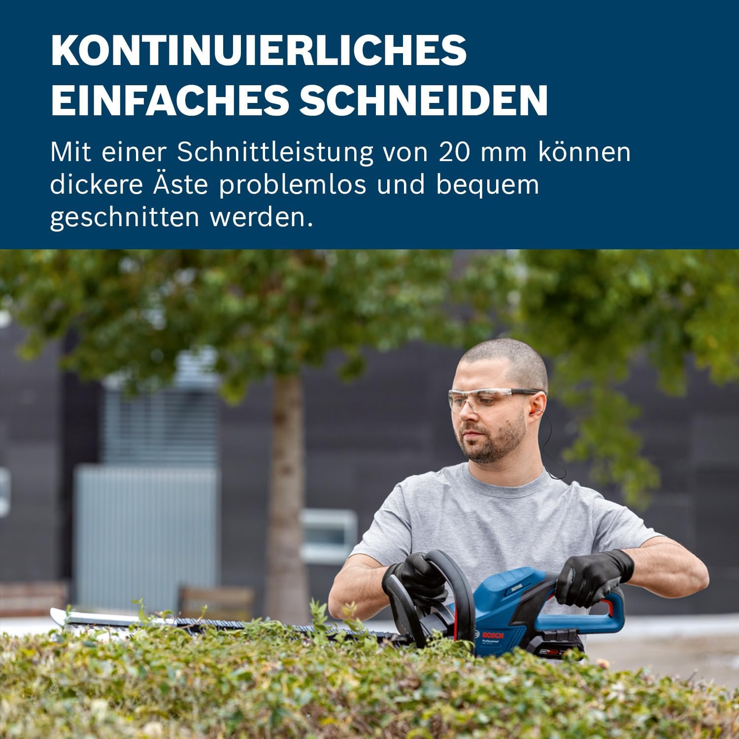 Bosch Professional 18V System Akku-Heckenschere GHE 18V-60 (bürstenloser Motor, Schnittkapazität von 20 mm)