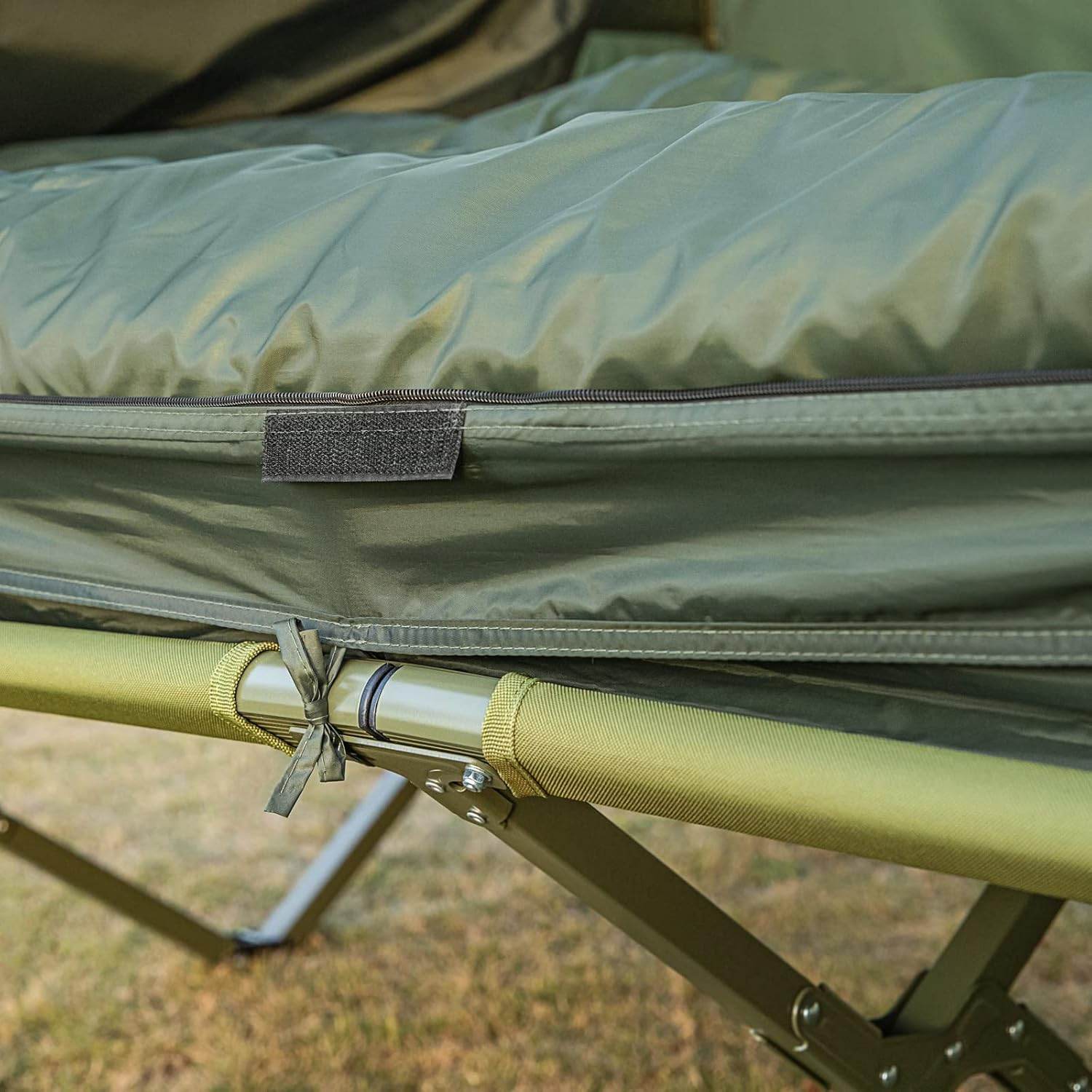 4in1-Zelt Fr 2 Personen Wurfzelt Feldbett Mit Campingliege Grn