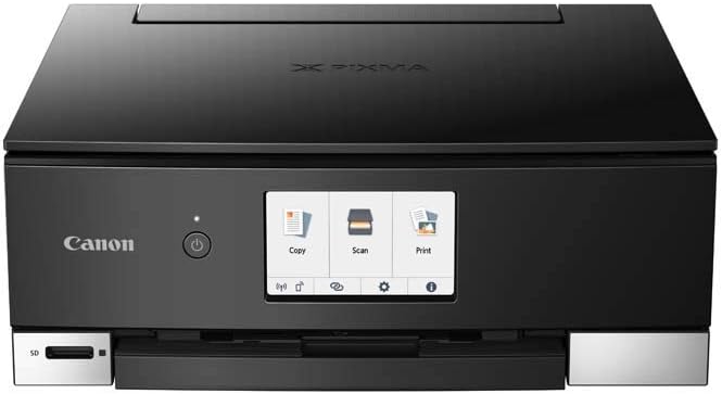 Canon PIXMA TS8351a Drucker Farbtintenstrahl Multifunktionsgerät DIN A4 (Scanner, Kopierer, 4.800 x 1.200 dpi, 6 separate Tinten, USB, WLAN, AirPrint, Duplexdruck, 2 Papierzuführungen, 5 GHz), weiß