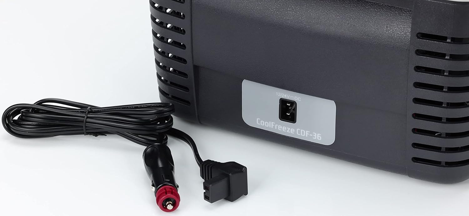 DOMETIC CoolFreeze CDF 36, tragbare elektrische Kompressor-Kühlbox/Gefrierbox, 31 Liter, 12/24 V für Auto, LKW oder Boot mit Batteriewächter, Grau