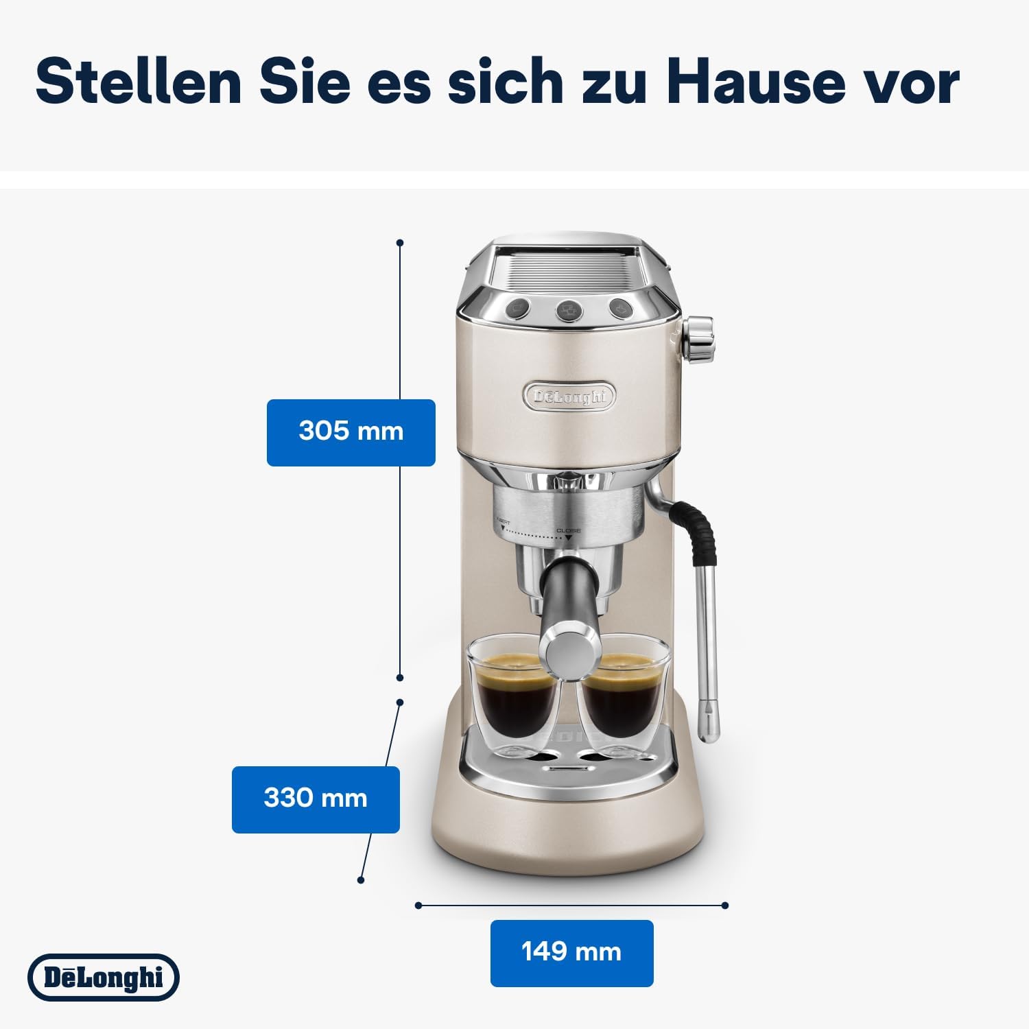 De'Longhi Dedica Style EC 685.M – Espresso Siebtrgermaschine, Espressomaschine mit professionellem Milchaufschumer, nur 15 cm breit, für Kaffeepulver oder ESE Pads, 1 l Wassertank, silber
