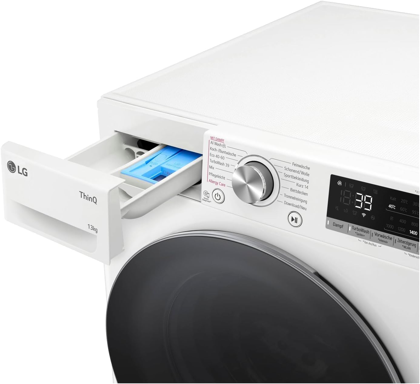 LG F4WV7080, Klasse A, Frontlader-Waschmaschine 8 kg, 1400 U/Min, AI Direct Drive, Wi-Fi, Tiefenreinigung mit Dampf, Groe Kapazitt, TRIPLE A, Auentür aus Sicherheitsglas, 62 x 60 x 85 cm  Wei
