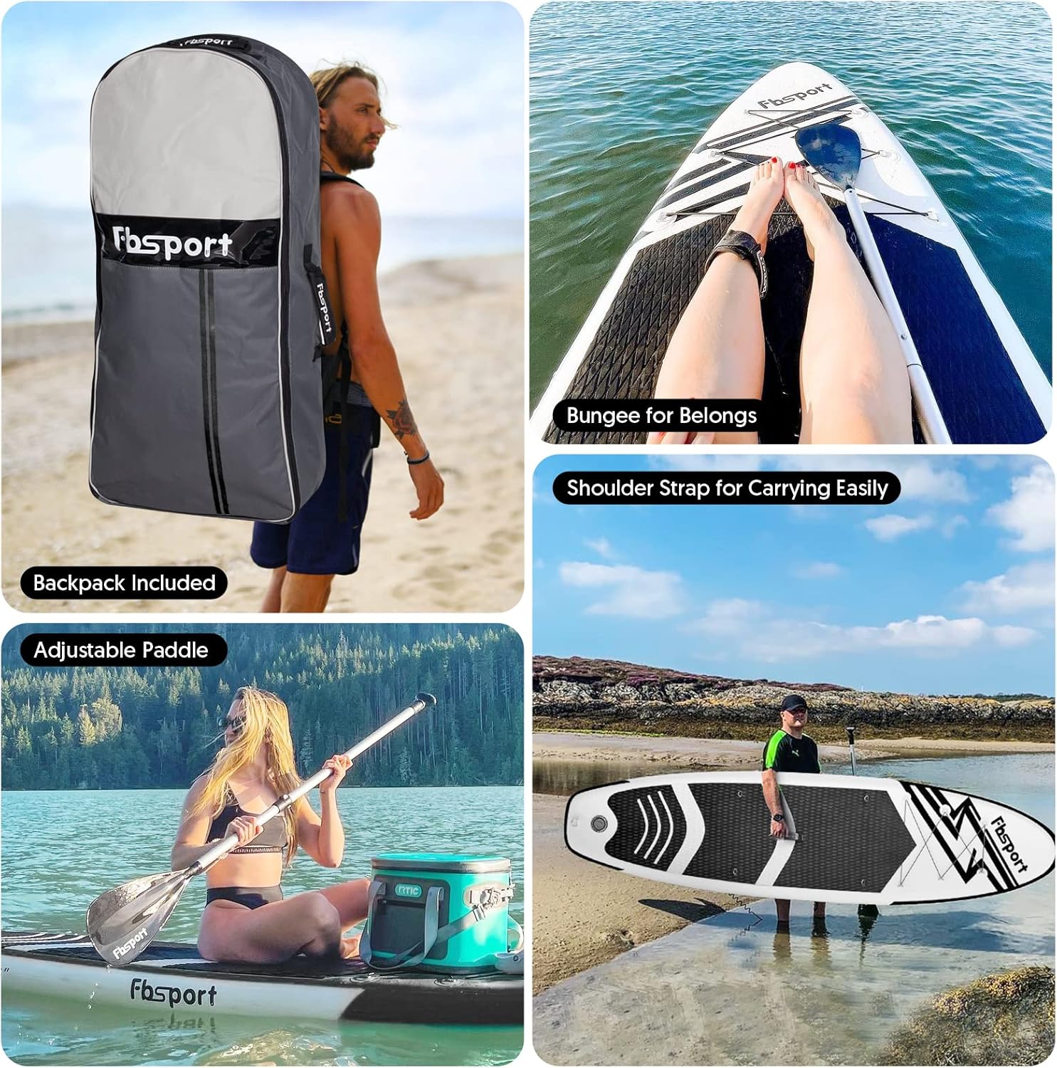 Premium-Stand-Up-Paddle-Board, Yoga-Board mit strapazierfähigem SUP-Zubehör und Tragetasche | Breiter Stand, Surf-Kontrolle, rutschfestes Deck, Leine, Paddel und Pumpe für Jugendliche und Erwachsene