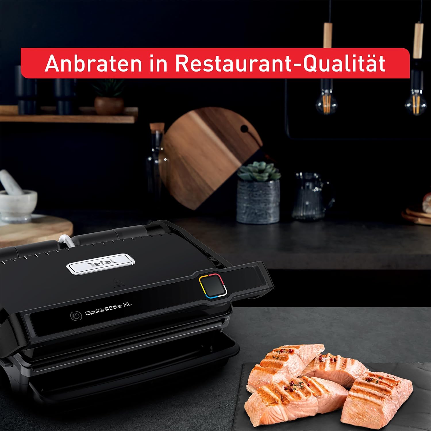 Tefal OptiGrill Elite XL Kontaktgrill, automatische Garzeitanpassung, perfekte Ergebnisse, 16 Programme, digitales Display mit Garstufenanzeige, abnehmbare XL-Platten, Elektrogrill, schwarz, GC760812