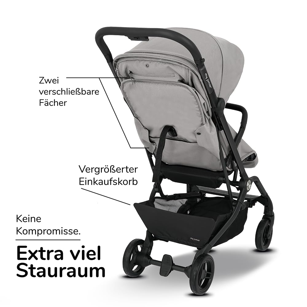 my junior Buggy PICO³ | bis 22kg | Einhand AutoFold-Klappmechanismus | Ergonomische Liegeposition nach IGR e.V. | großes Sonnenverdeck UV50+ | Handgepäckmaß | 2 Belüftungsfenster Hazel - Black