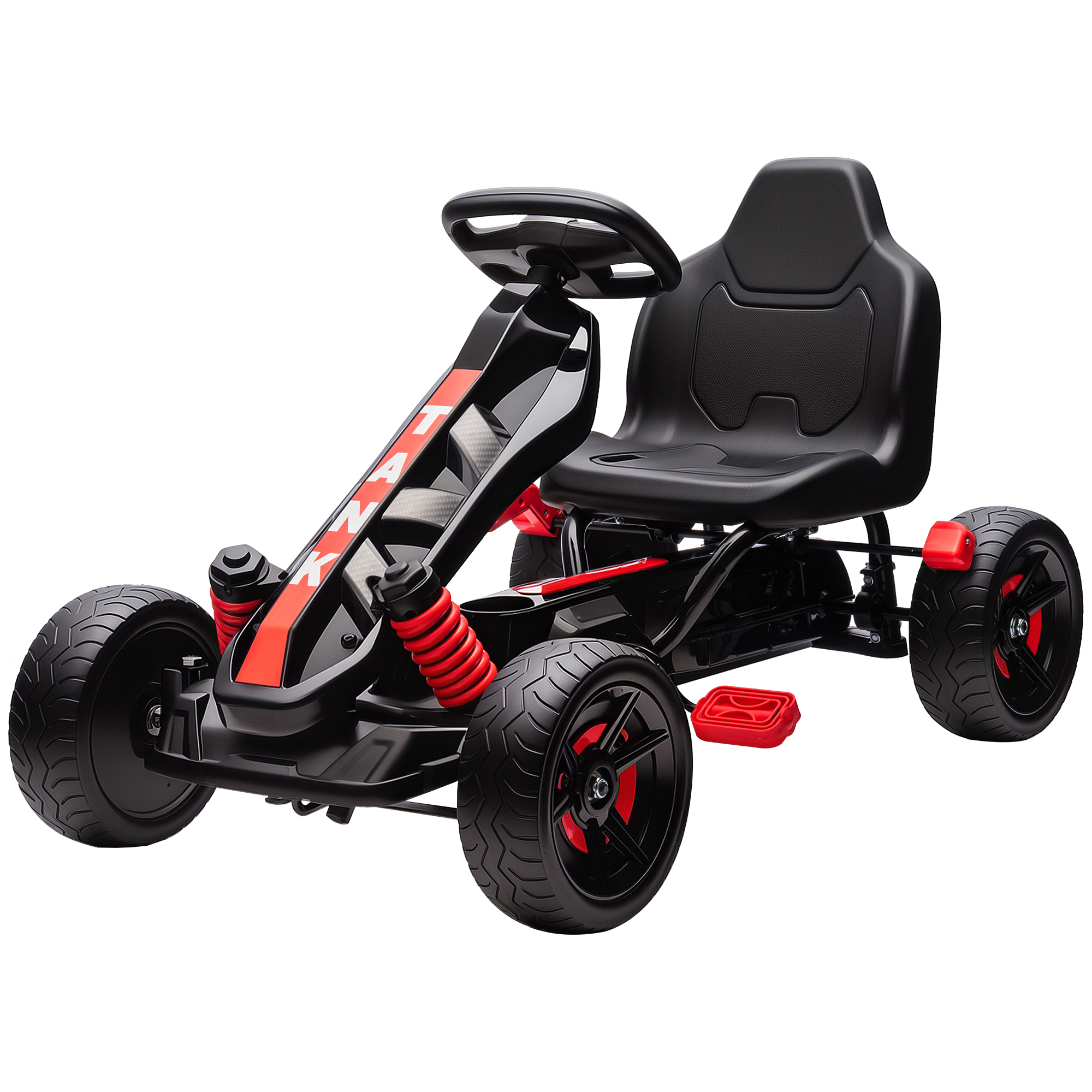 AIYAPLAY Gokart mit Pedalen, Tretauto für Kinder mit Bremse, rutschfeste Räder, Metallrahmen, 3-6 Jahre, Rot