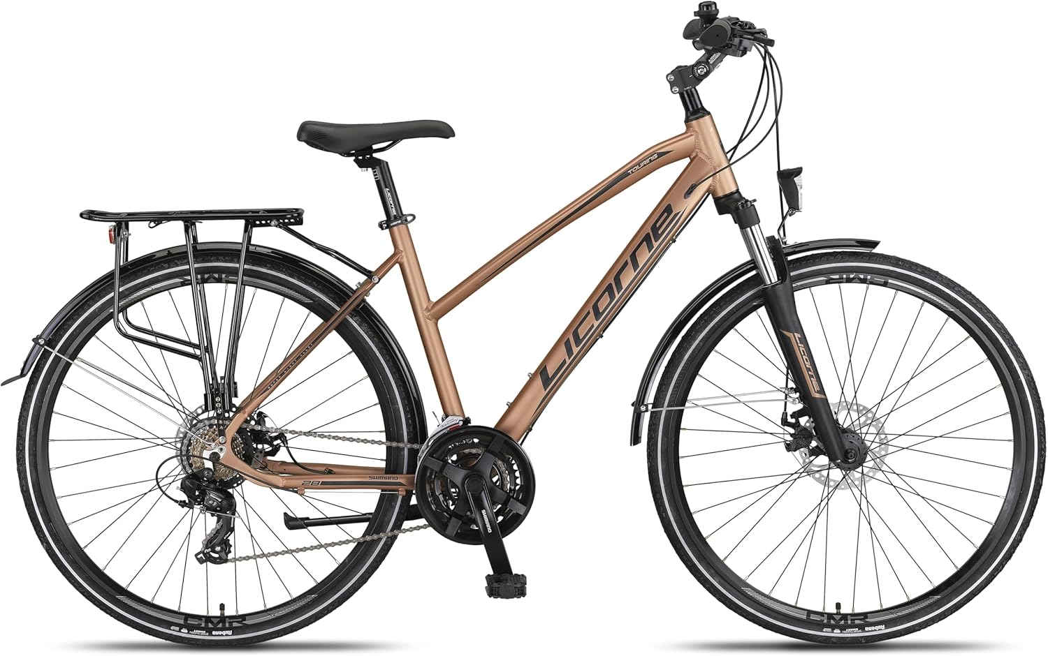 Licorne Bike Premium Touring Trekking Bike in 28 Zoll Aluminium Scheibenbremse Fahrrad für Jungen, Mädchen, Damen und Herren - 21 Gang-Schaltung - Mountainbike - Crossbike