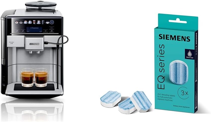 SIEMENS Kaffeevollautomat EQ6 plus s700 TE657503DE, für viele Kaffeespezialitäten, Milch-Aufschäumdüse, Keramikmahlwerk, Doppeltassenfunktion, Antikalk, automatische Dampfreinigung, 1500 W, edelstahl