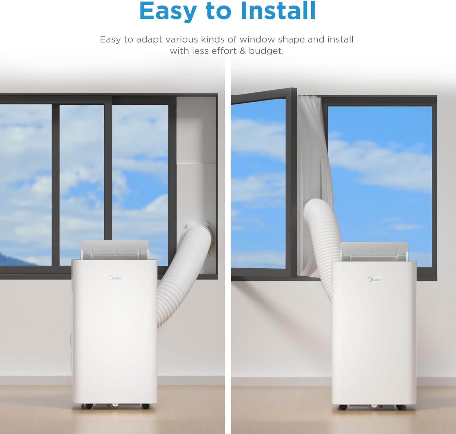 Midea Mobiles Klimagerät Silent Cool 26 Pro WF, 9000 BTU 2,6kW, Kühlen&Ventilieren&Entfeuchten, Raumgröße bis 88m³(33㎡), APP-Steuerung/Alexa/Google Home/IFTTT, Mobile Klimaanlage mit Abluftschlauch