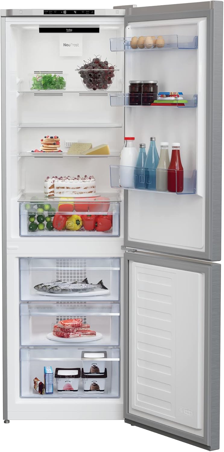 Beko RCNE366E70ZXBRN bPRO700 freistehende Kühl-/Gefrierkombination, großer Kühlschrank, 323 l Gesamtrauminhalt, HarvestFresh, NoFrost, leise, SmoothFit, 0°C-Zone, Dark Inox