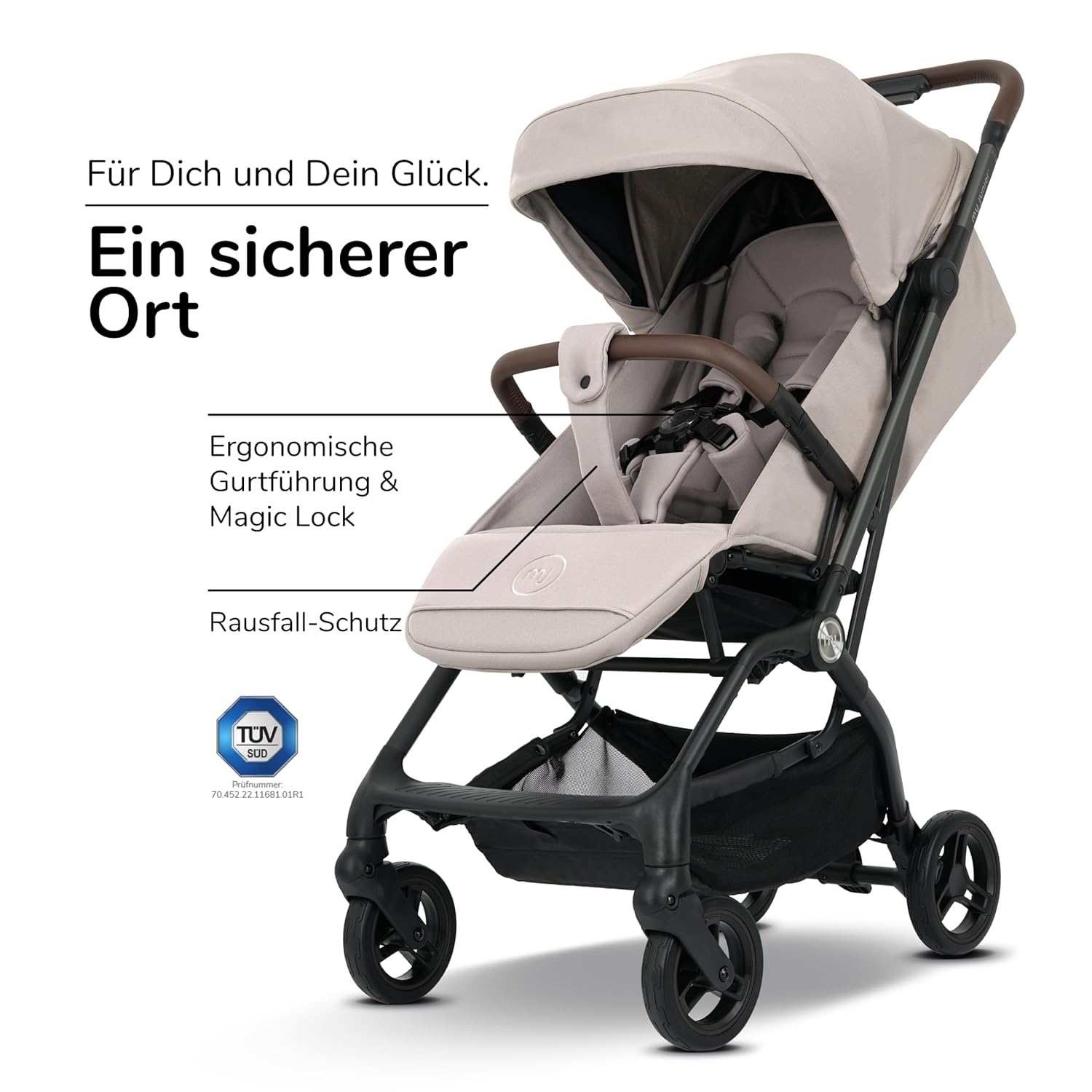 my junior Buggy PICO³ | bis 22kg | Einhand AutoFold-Klappmechanismus | Ergonomische Liegeposition nach IGR e.V. | großes Sonnenverdeck UV50+ | Handgepäckmaß | 2 Belüftungsfenster Hazel - Black