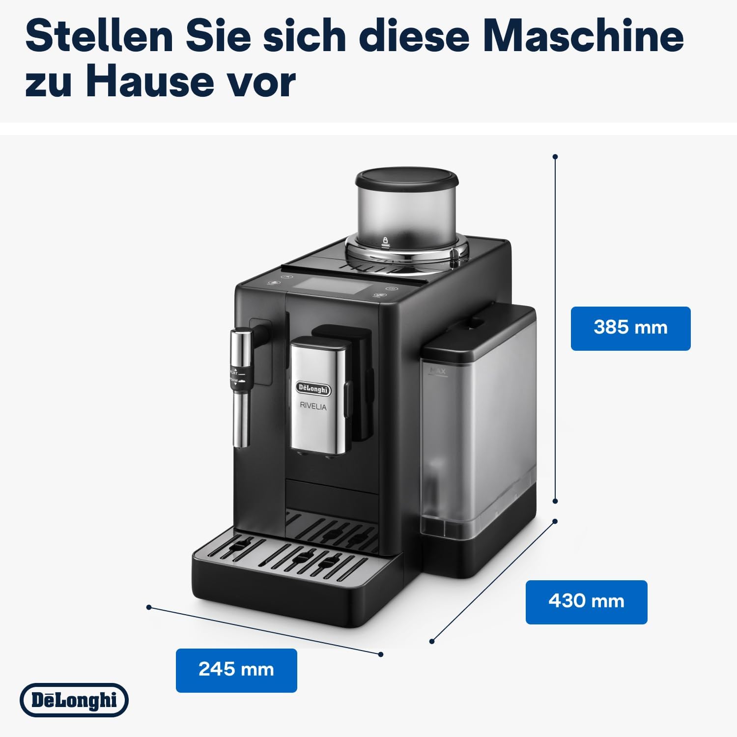 De'Longhi Rivelia EXAM440.55.W Kaffeevollautomat mit LatteCrema Milchsystem, Wechselbarer Bohnenbehälter, 16 Kaffee- & Milchgetränke auf Knopfdruck, Extra-Shot-Funktion, 3,5 Touch-Display, Weiß