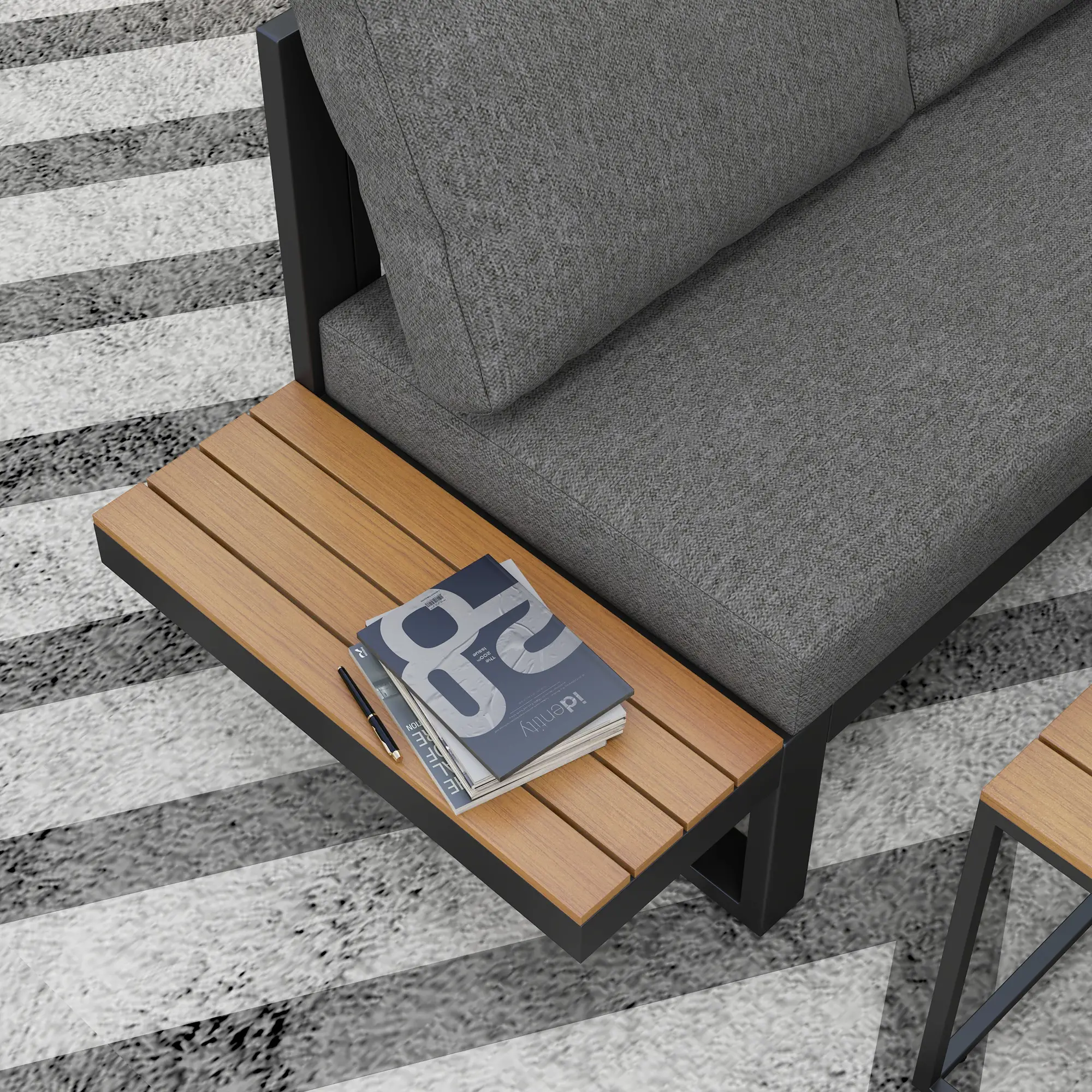 Outsunny Gartenmöbelset 5-tlg. Outdoor-Sofa mit 3 Couchtischen Aluminium