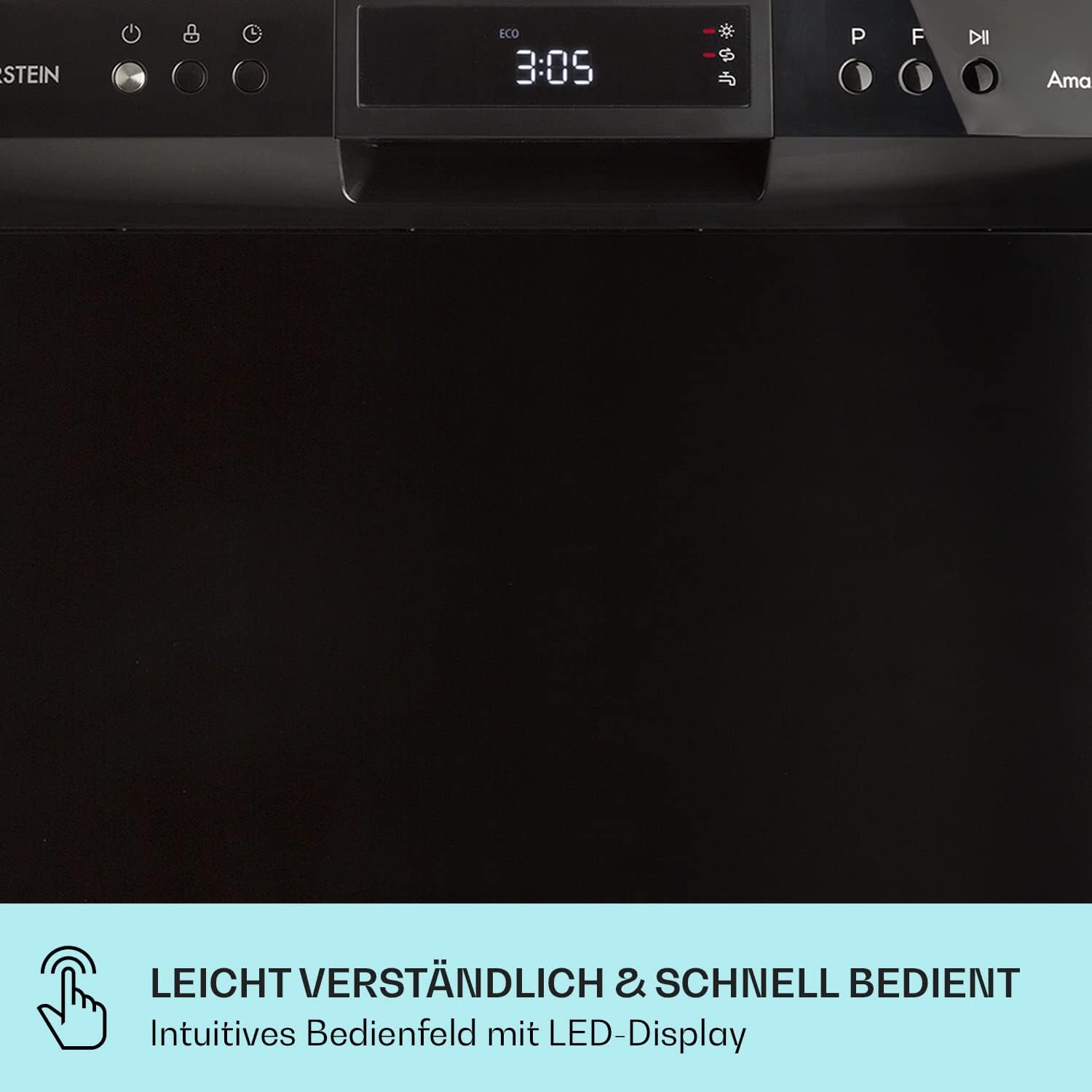 Klarstein ia 8 - Spülmaschine, Geschirrspüler, Freistehend, Teilintegriert, F, 55 cm breit, 8 Maßgedecke, 6 Programme, Aquastop, silber