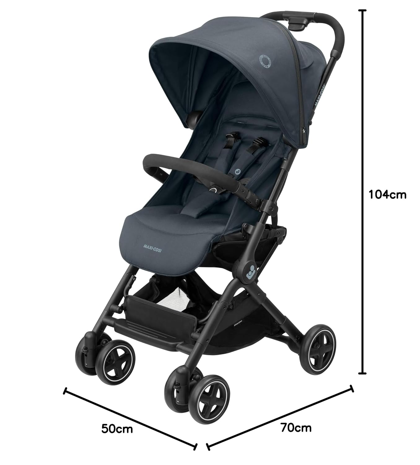 Maxi-Cosi Lara2 Baby Kinderwagen, 0–4 Jahre, 0–22 kg, federleichter, kompakter Buggy, 3 Liegepositionen, flache Liegeposition, klein zusammenklappbar, Schultergurt, Essential Graphite