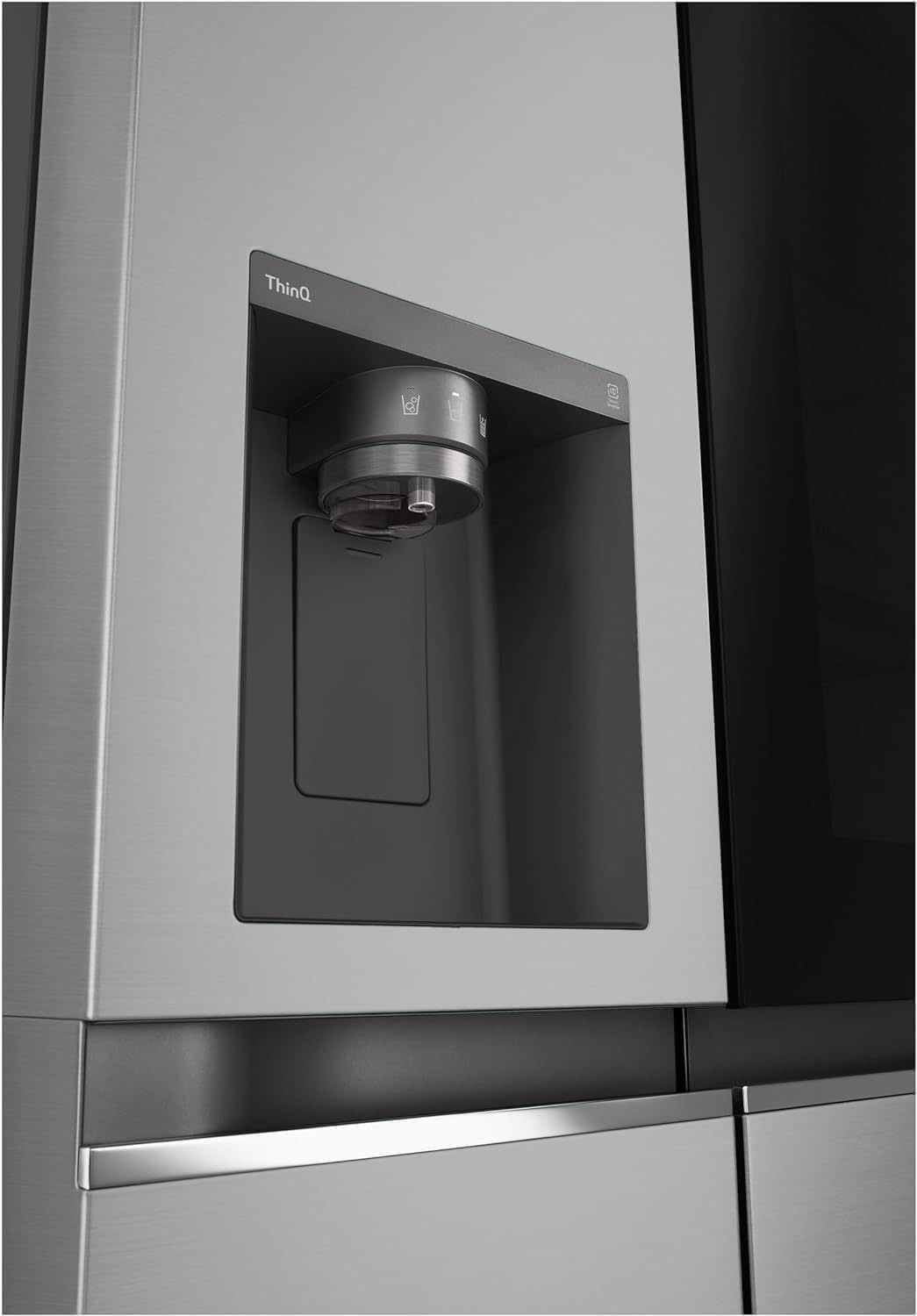 LG GSGV81PYLL Side by Side Kühlschrank, Klasse E, 635 L, Instaview, Kühlschrank mit Gefrierfach, Eis-, Crushed Ice- Wasserspender, Total NoFrost, Smart Inverter Kompressor, Wi-Fi