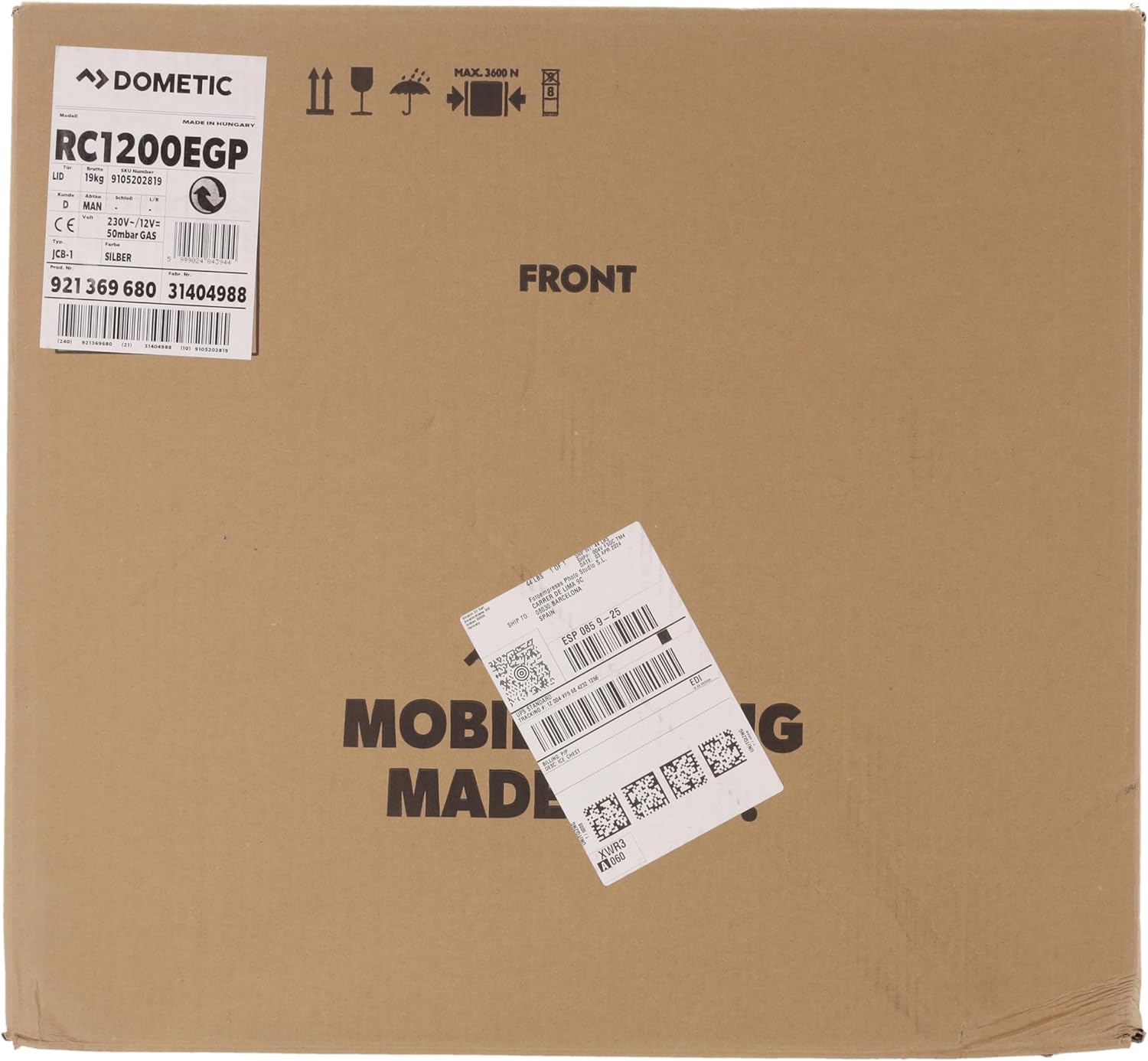 Dometic CombiCool RC 1200 EGP - silent, electrical absorber cooler with gas connection 50 mbar, 40 liters, 12 V and 230 V for car, truck and socket