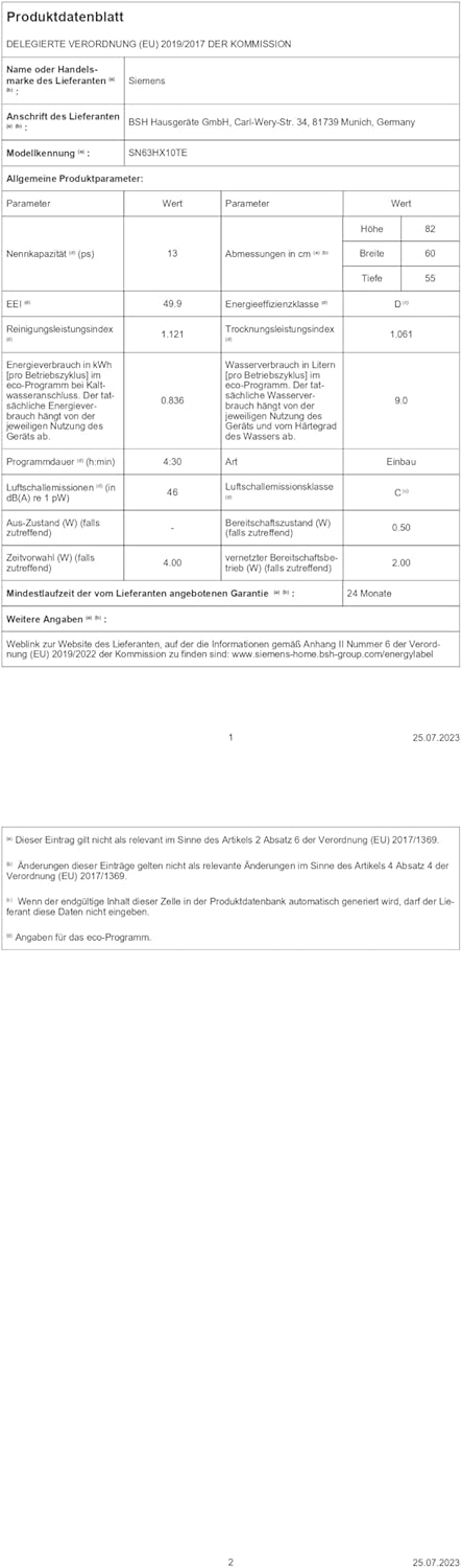 Siemens SN43ES14VE, iQ300 Smarter Geschirrspüler, Unterbau-Spülmaschine mit Besteckschublade, 60 cm, automatische Türöffnung dank autoOpen dry, besonders leise mit iQdrive-Motor, aquaStop, Edelstahl