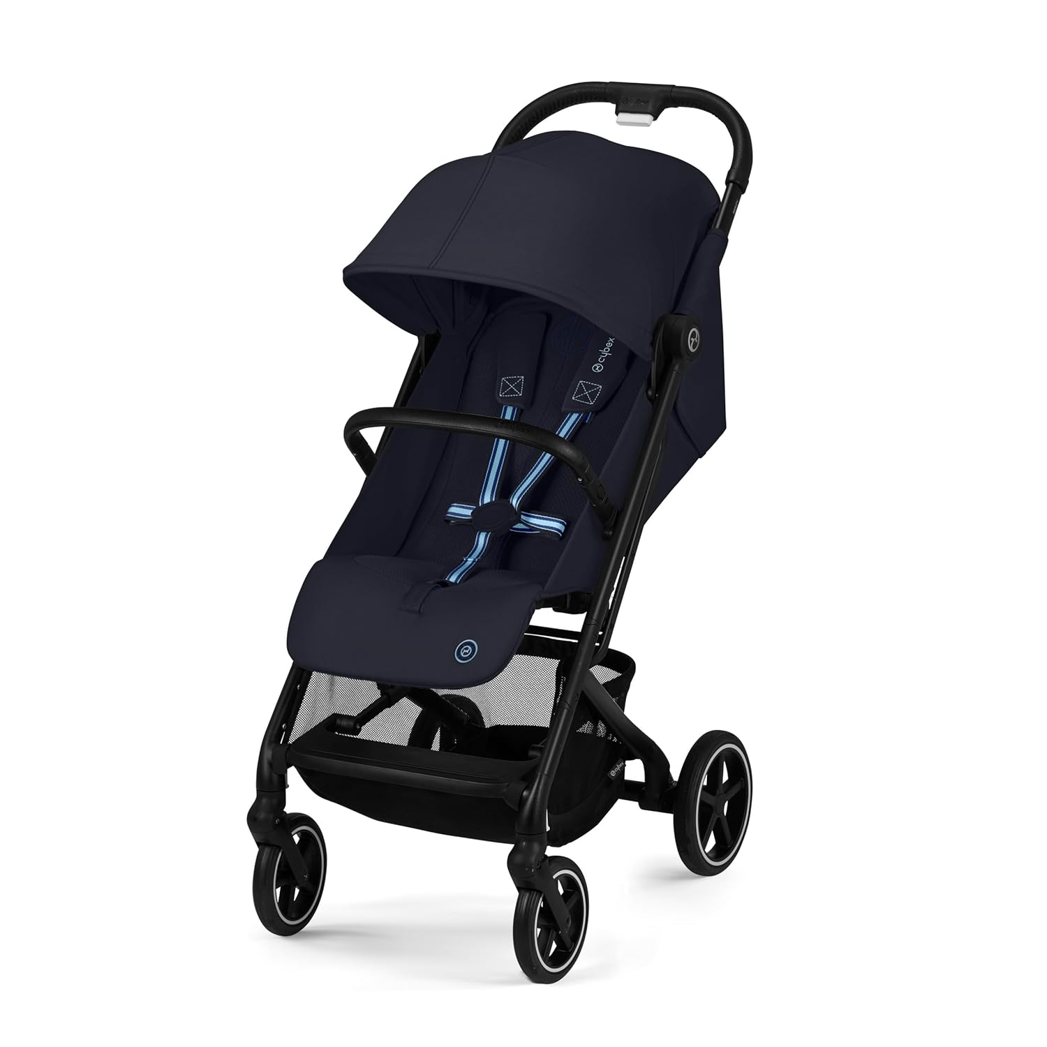 Cybex Gold Kinderwagen Beezy mit One-Pull Harness, Ab Geburt bis ca. 4 Jahre (max. 22 kg), Kompakt und ergonomisch, Magic Black (Schwarz mit schwarzem Rahmen)