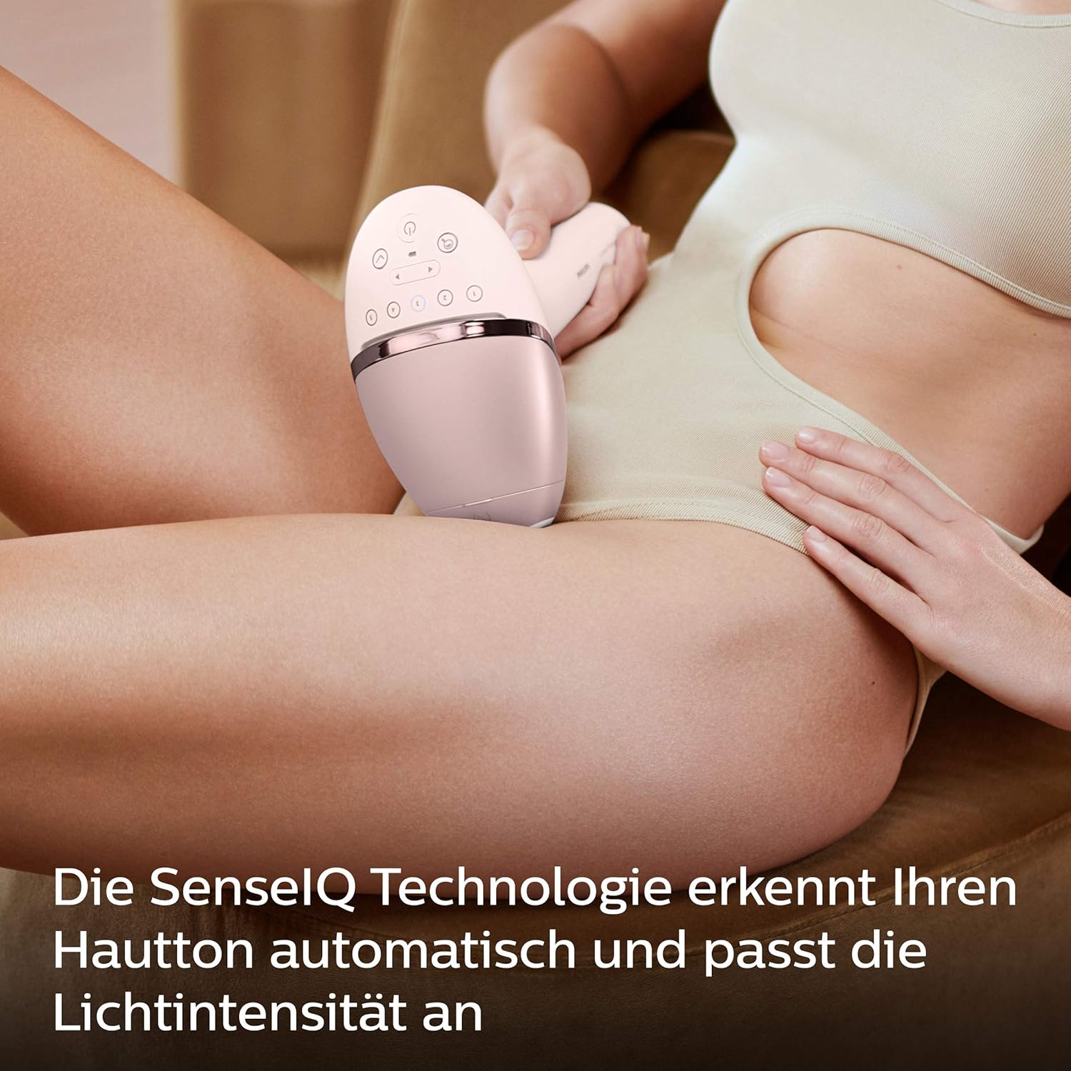 Philips Lumea IPL Haarentfernungsgerät 9000 Series – Haarentfernungsgerät mit SenseIQ Technologie, 4 Aufsätze für Körper, Gesicht, Bikinizone und Achselhöhlen, kabellos (Modell BRI957/00)