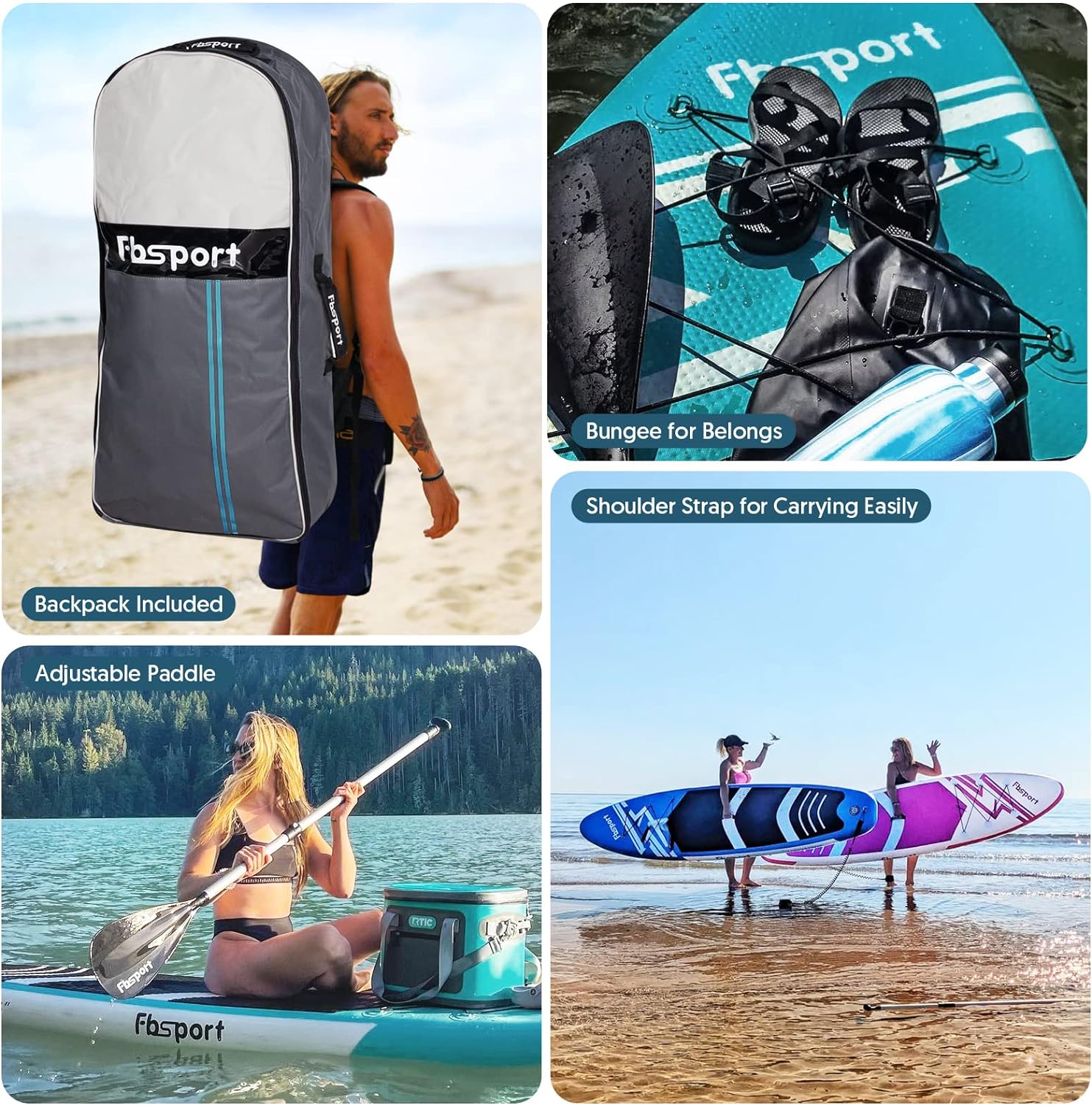 Premium-Stand-Up-Paddle-Board, Yoga-Board mit strapazierfähigem SUP-Zubehör und Tragetasche | Breiter Stand, Surf-Kontrolle, rutschfestes Deck, Leine, Paddel und Pumpe für Jugendliche und Erwachsene
