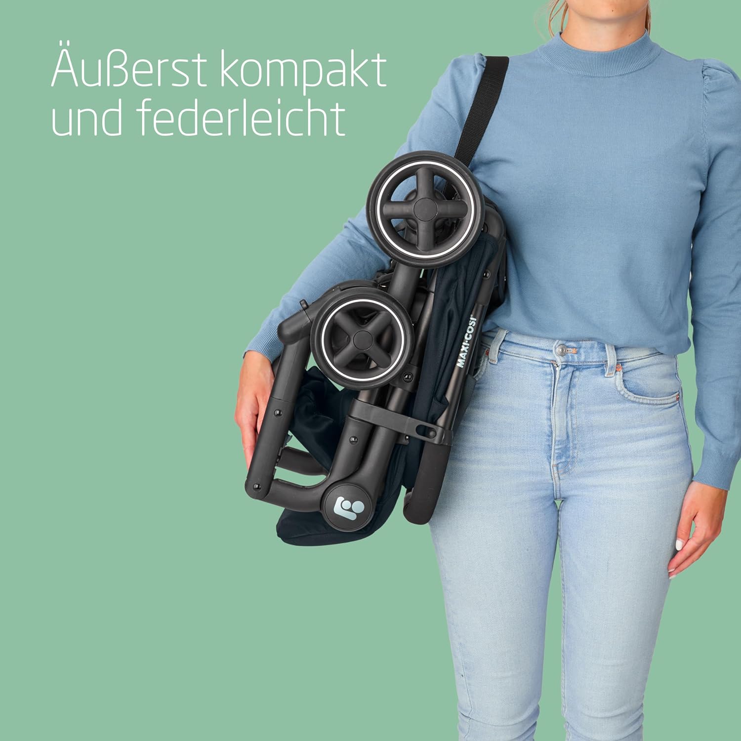 Maxi-Cosi Lara2 Baby Kinderwagen, 0–4 Jahre, 0–22 kg, federleichter, kompakter Buggy, 3 Liegepositionen, flache Liegeposition, klein zusammenklappbar, Schultergurt, Essential Graphite
