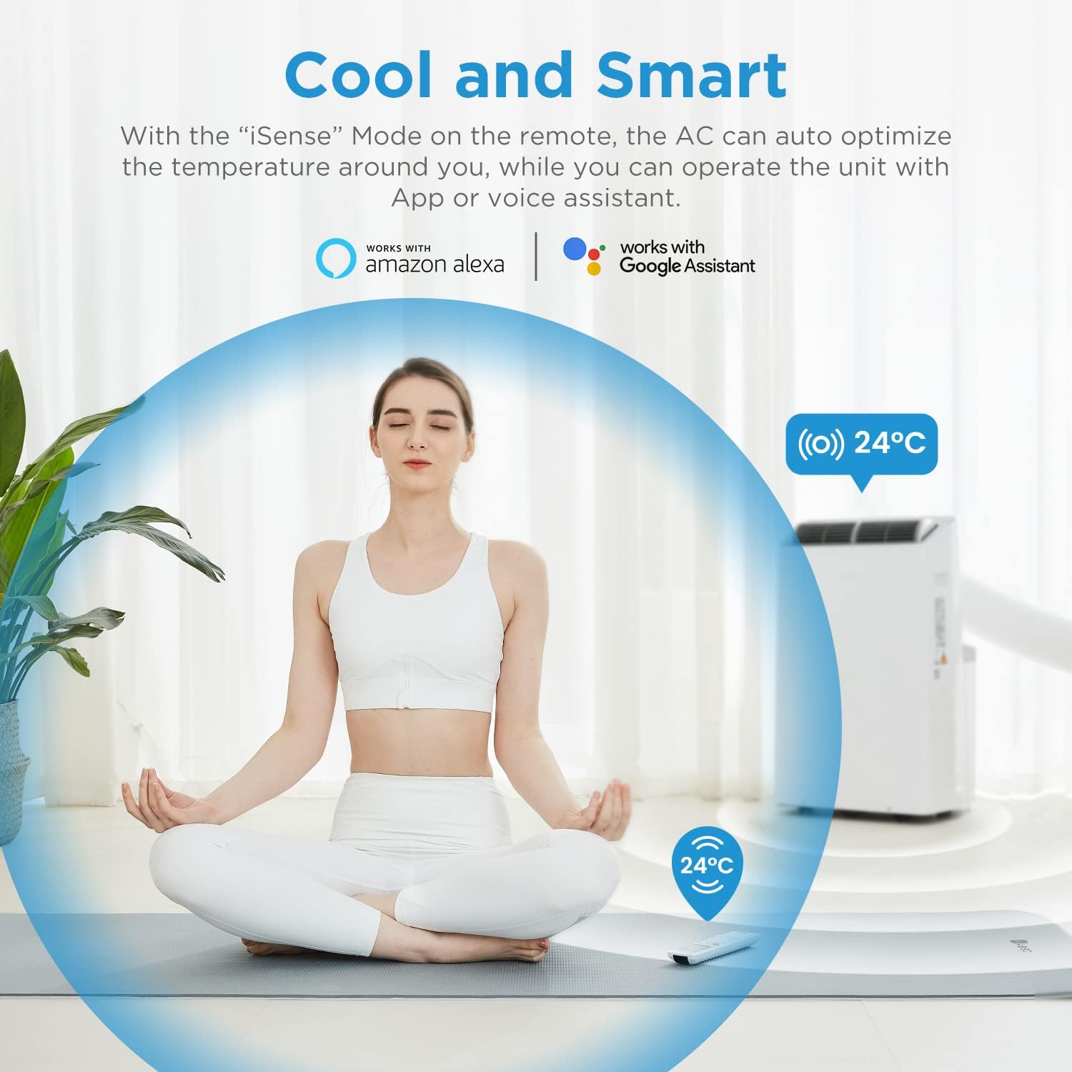 Midea Mobiles Klimagerät Silent Cool 26 Pro WF, 9000 BTU 2,6kW, Kühlen&Ventilieren&Entfeuchten, Raumgröße bis 88m³(33㎡), APP-Steuerung/Alexa/Google Home/IFTTT, Mobile Klimaanlage mit Abluftschlauch