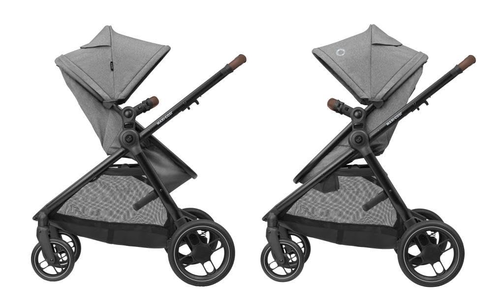 Maxi-Cosi Zelia S Trio Kinderwagen 3 in 1 Komplettset, 0-4 Jahre, bis 22 kg, Zusammenklappbar, Kompakt, Verstellbarer Baby Kinderwagen, mit CabrioFix S i-Size Babyschale, Zubehör, Wickeltasche, Grau