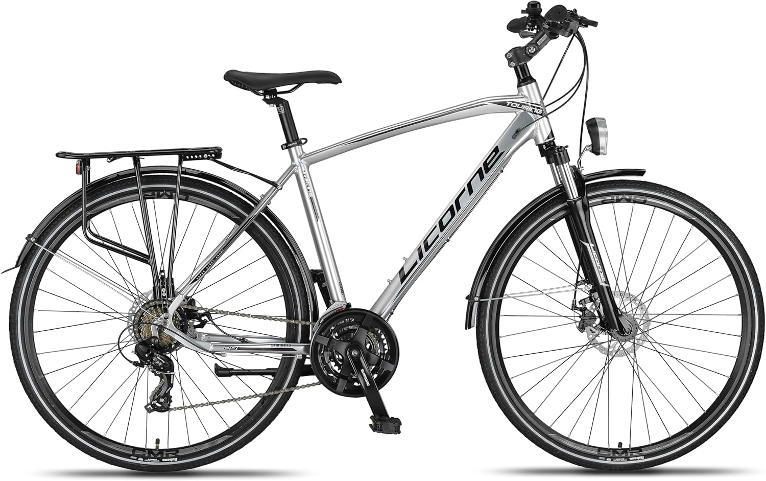 Licorne Bike Premium Touring Trekking Bike in 28 Zoll Aluminium Scheibenbremse Fahrrad für Jungen, Mädchen, Damen und Herren - 21 Gang-Schaltung - Mountainbike - Crossbike