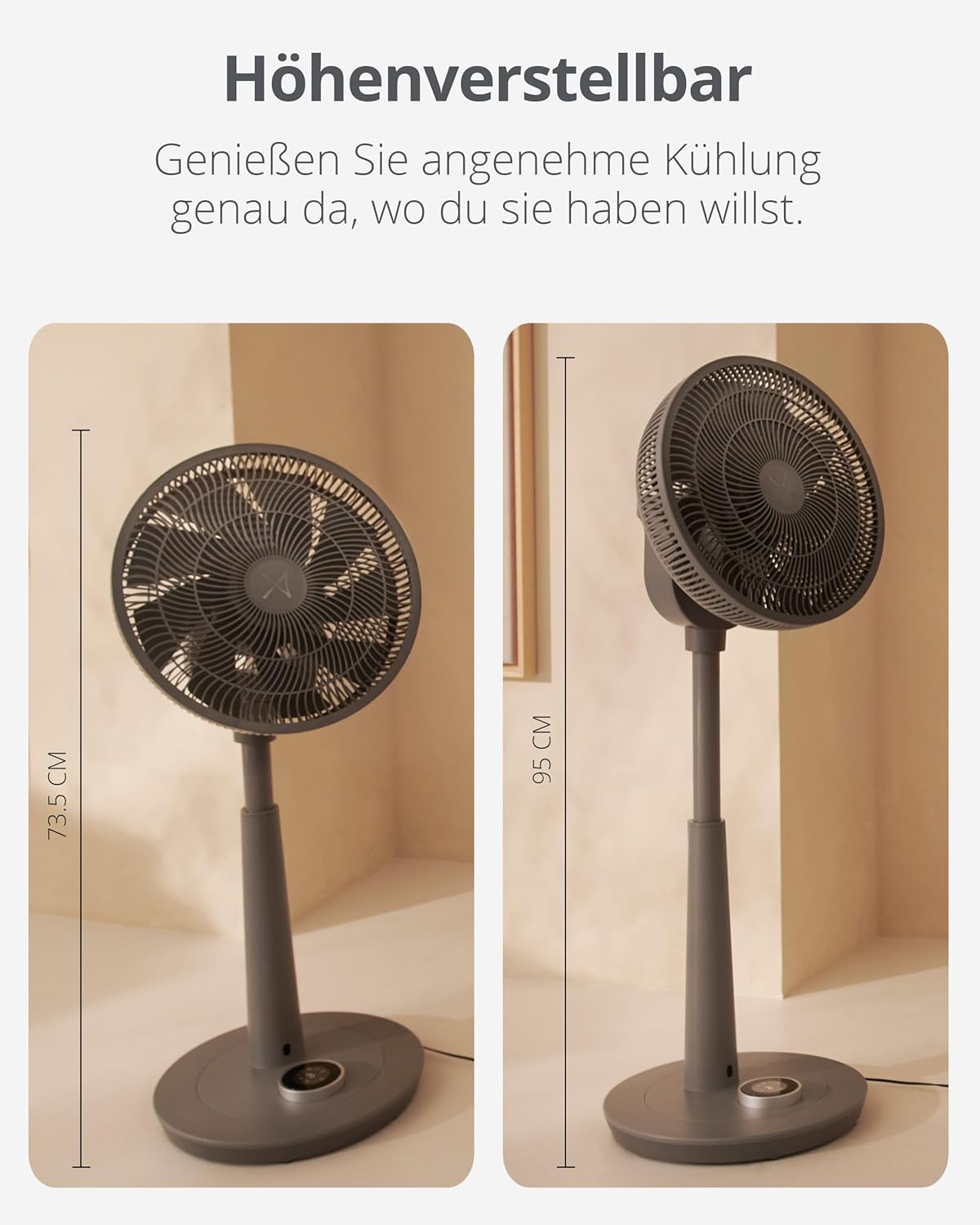 Duux Whisper 2 Standventilator Leise - Sparsamer DC-Motor mit 26 Geschwindigkeiten - Ventilator Höhenverstellbar (73-95cm) - Horizontale + Vertikale Oszillation - Weiß