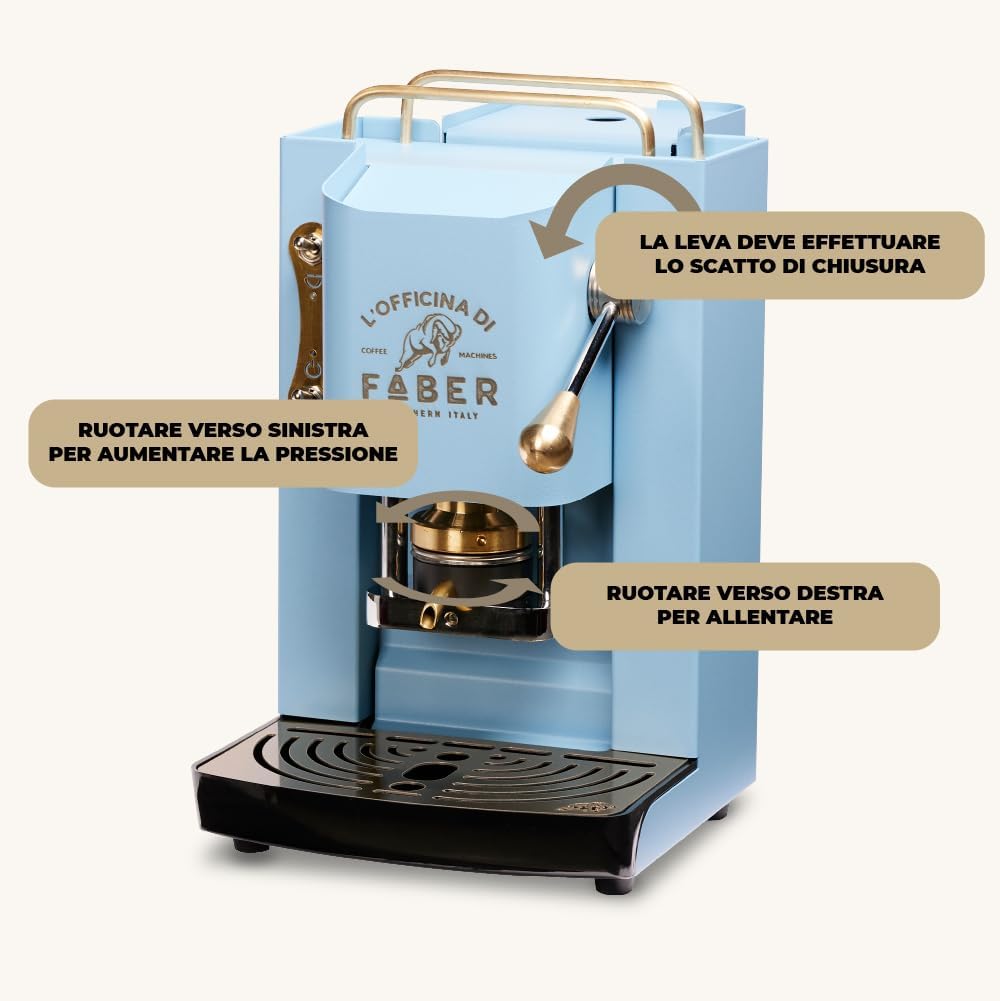 Faber PRO Total Deluxe Kaffeemaschine aus Messing, 44 mm Ese Papier, 1.3 liters, (Weiß)