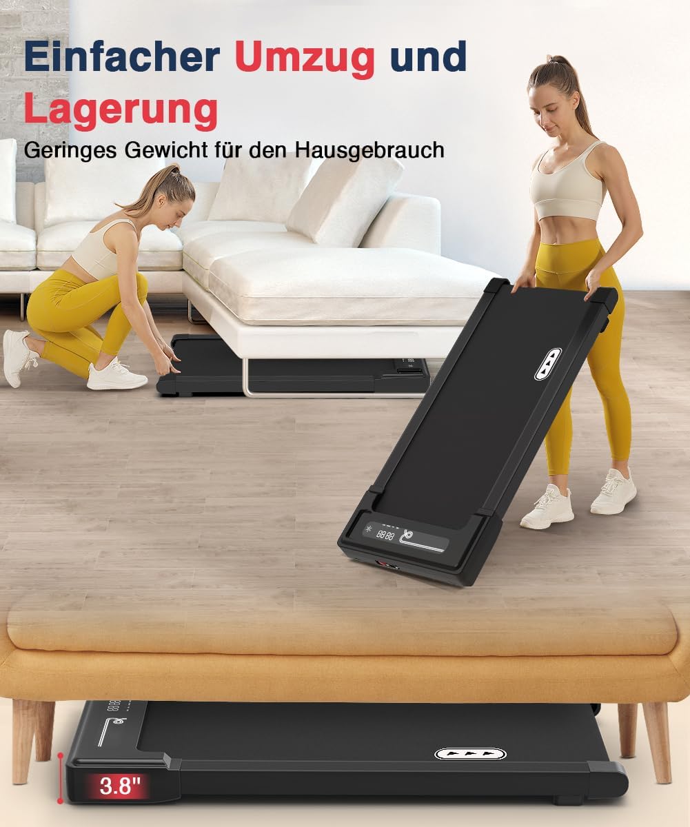 Redliro Walking Pad, Laufband für Zuhause mit Fernbedienung und LED-Anzeige, Kompaktes und leises Laufband Schreibtisch für Zuhause/Büro 1-6km/h