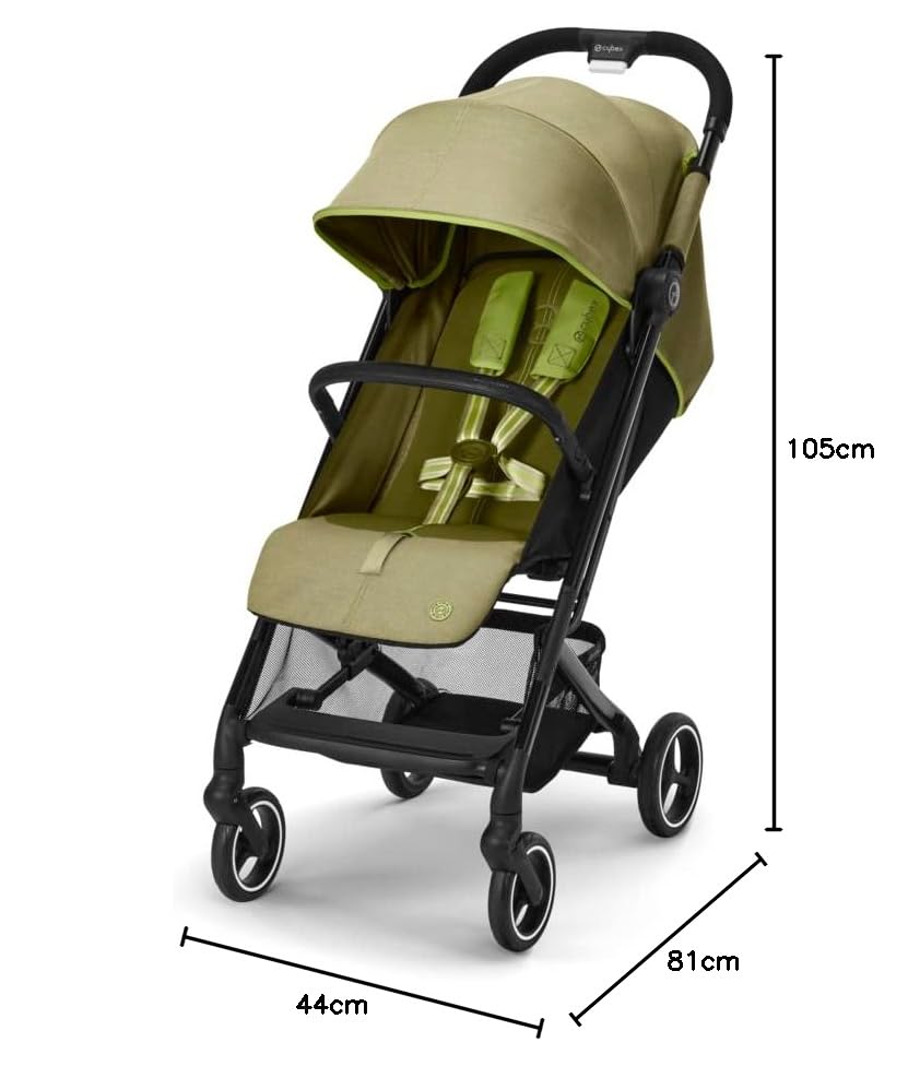 Cybex Gold Kinderwagen Beezy mit One-Pull Harness, Ab Geburt bis ca. 4 Jahre (max. 22 kg), Kompakt und ergonomisch, Magic Black (Schwarz mit schwarzem Rahmen)