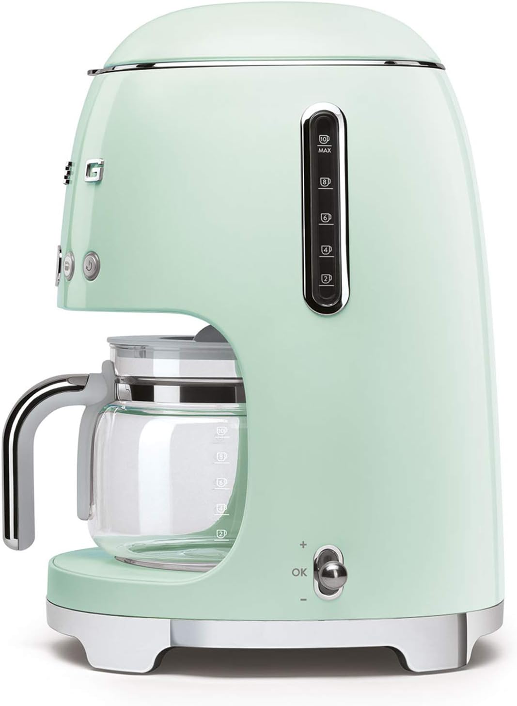 Smeg, DCF02BLMEU, Filter-Kaffeemaschine, Aroma und Autostart-Funktion, Glaskaraffe bis 12 Tassen, 2 Intensitätsniveaus, Warmhaltefunktion, 1050W, Mattschwarz