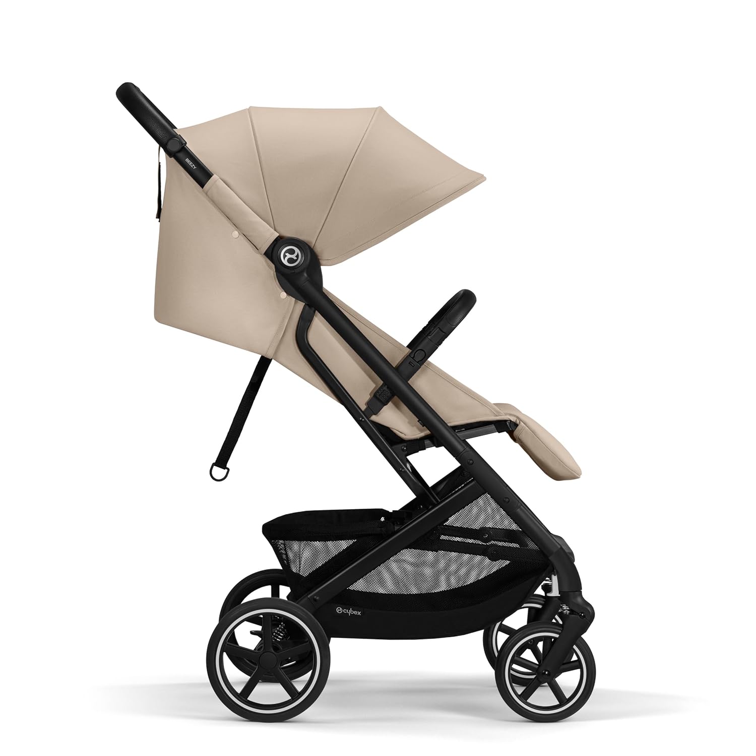 Cybex Gold Kinderwagen Beezy mit One-Pull Harness, Ab Geburt bis ca. 4 Jahre (max. 22 kg), Kompakt und ergonomisch, Magic Black (Schwarz mit schwarzem Rahmen)